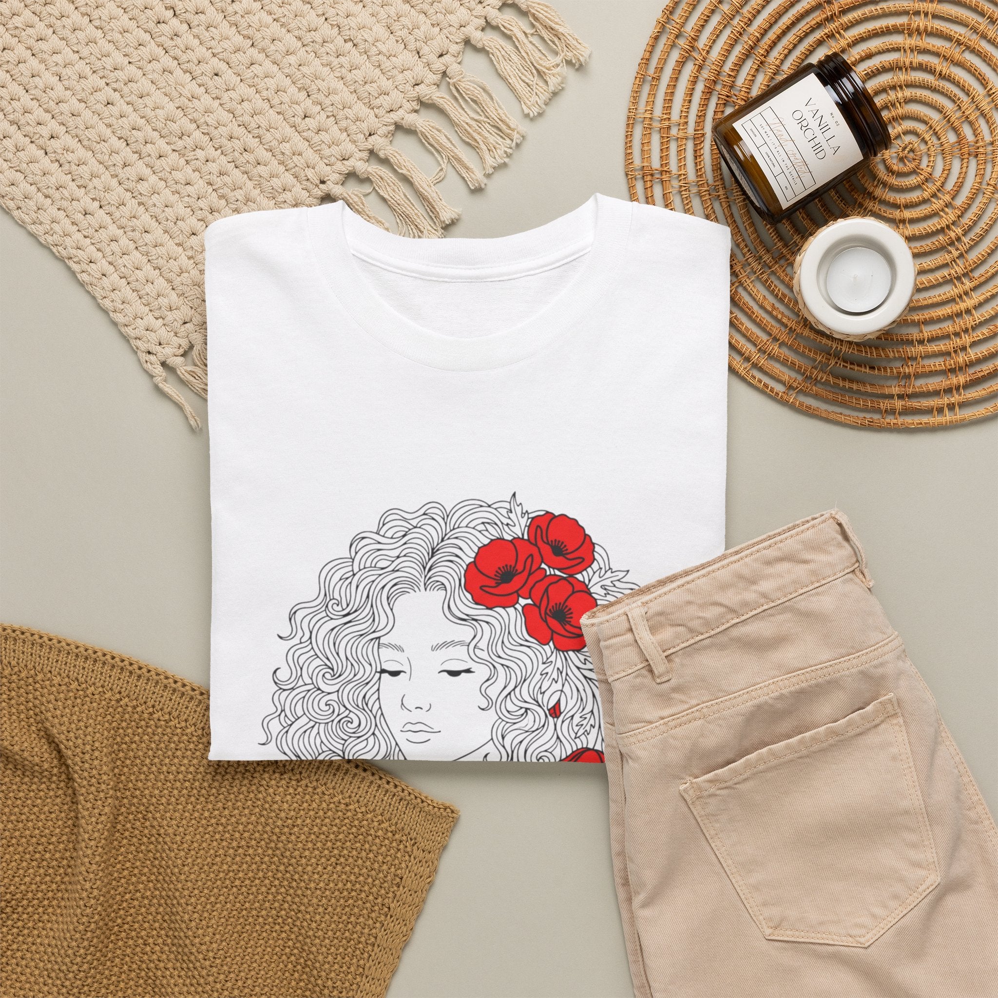 Floral Hair Portrait Tee — Poppy Girl Graphic T-Shirt