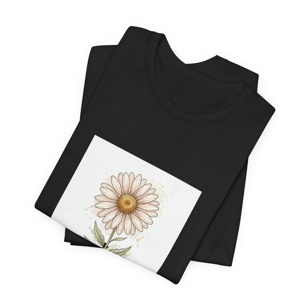 Daisy Birth Flower Tee | Personalized Botanical, Watercolor Line Art