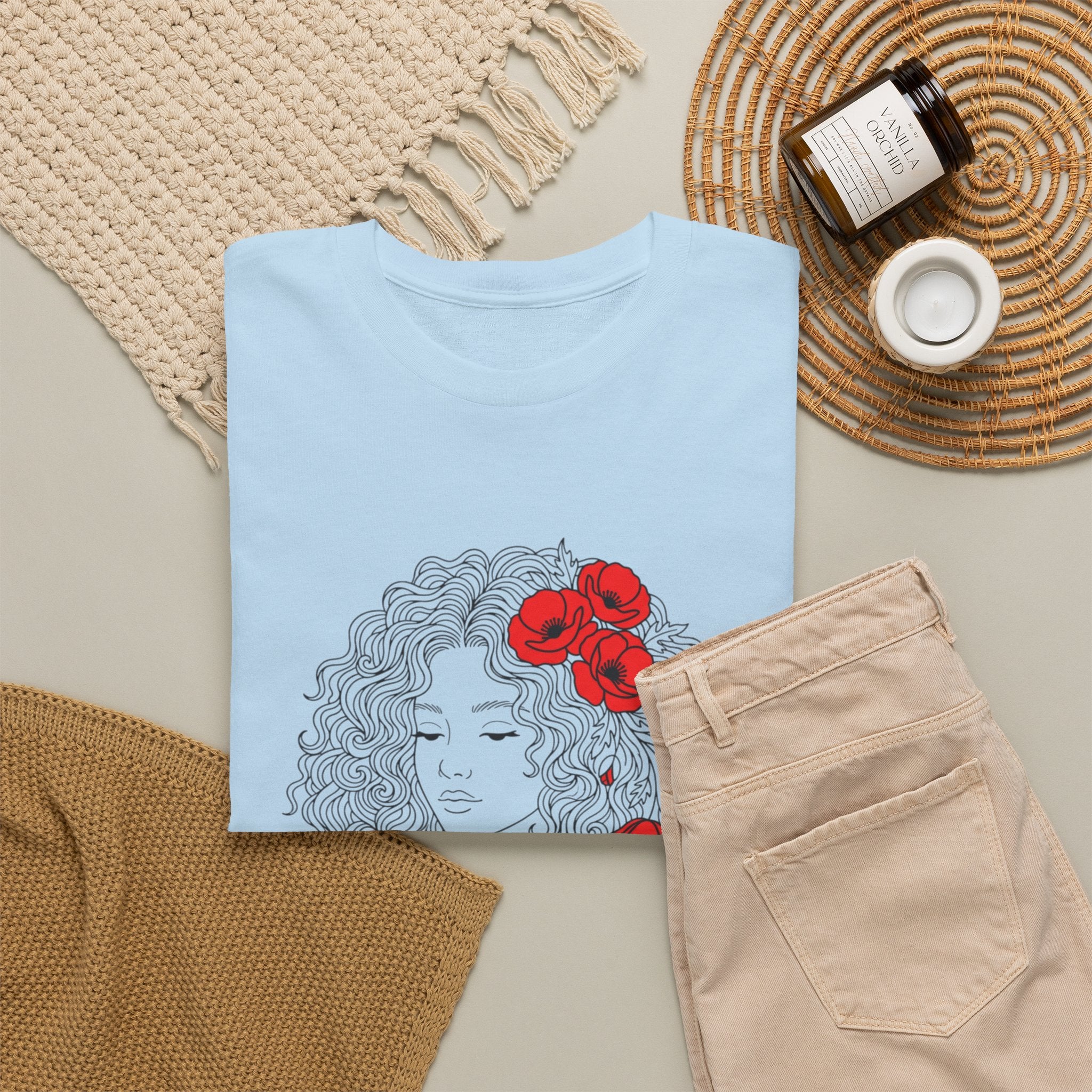 Floral Hair Portrait Tee — Poppy Girl Graphic T-Shirt