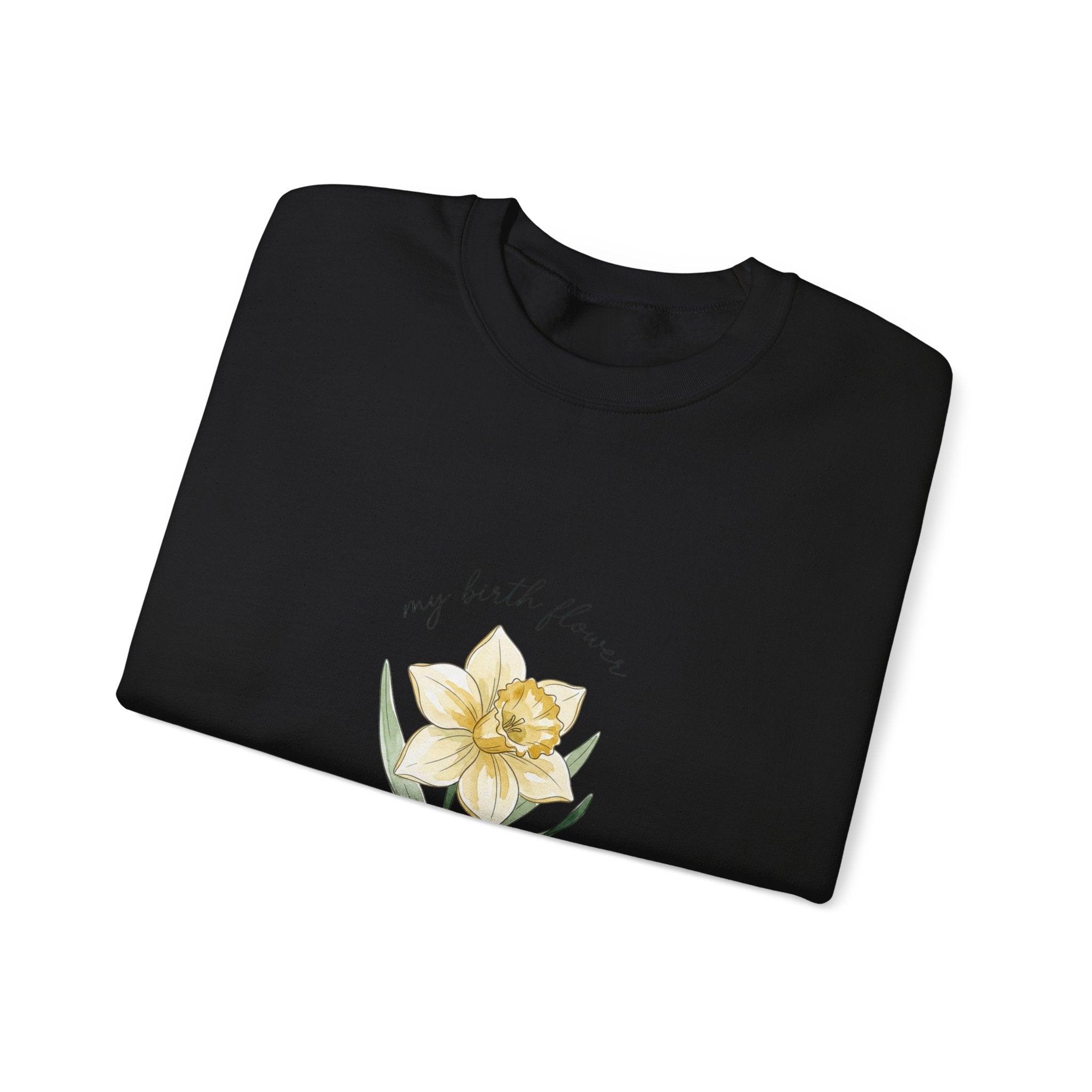 Daffodil Birth Month Flower Sweatshirt | Botanical Watercolor, Personalized Name