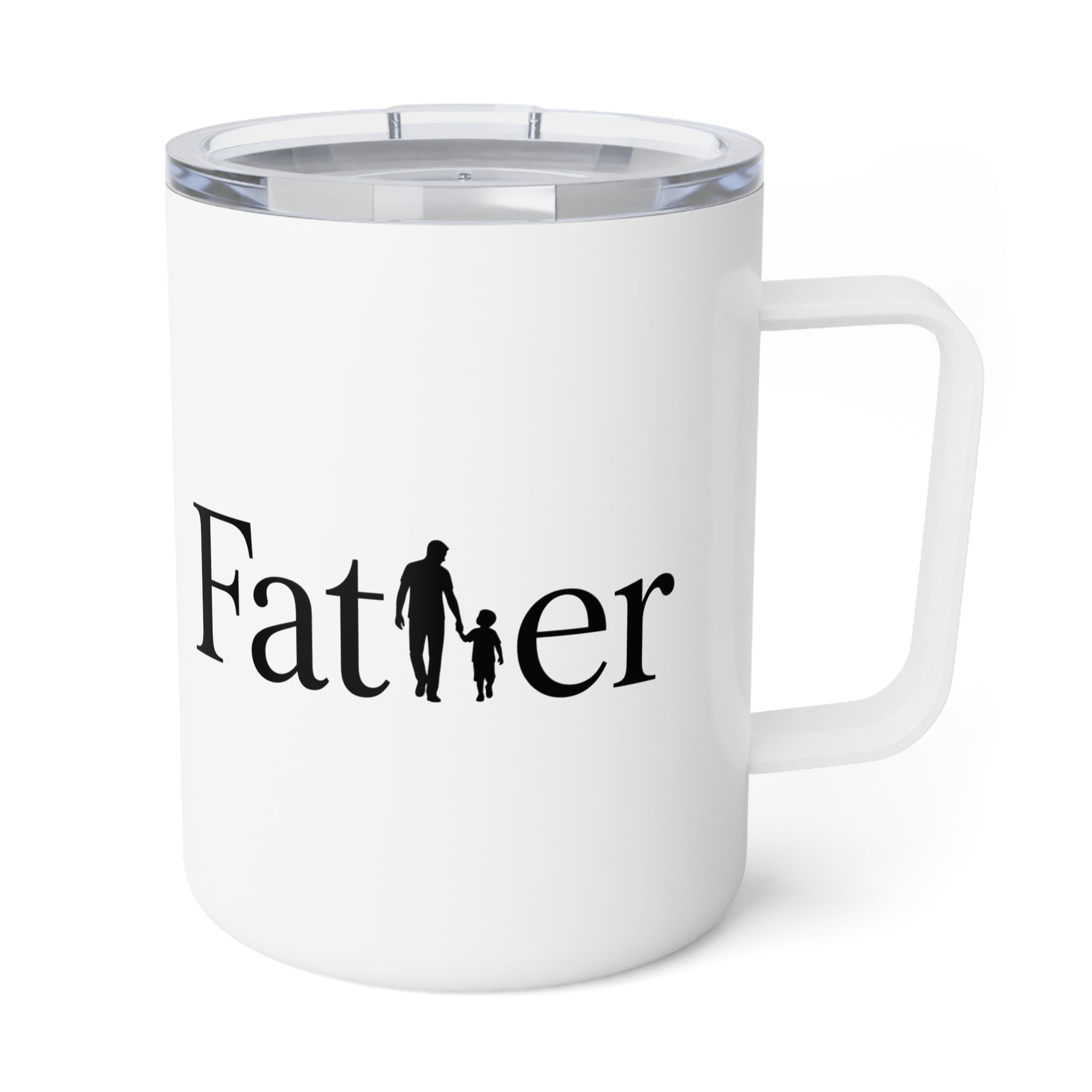 Father Insulated Coffee Mug 10oz — Classic Black Text Travel Tumbler