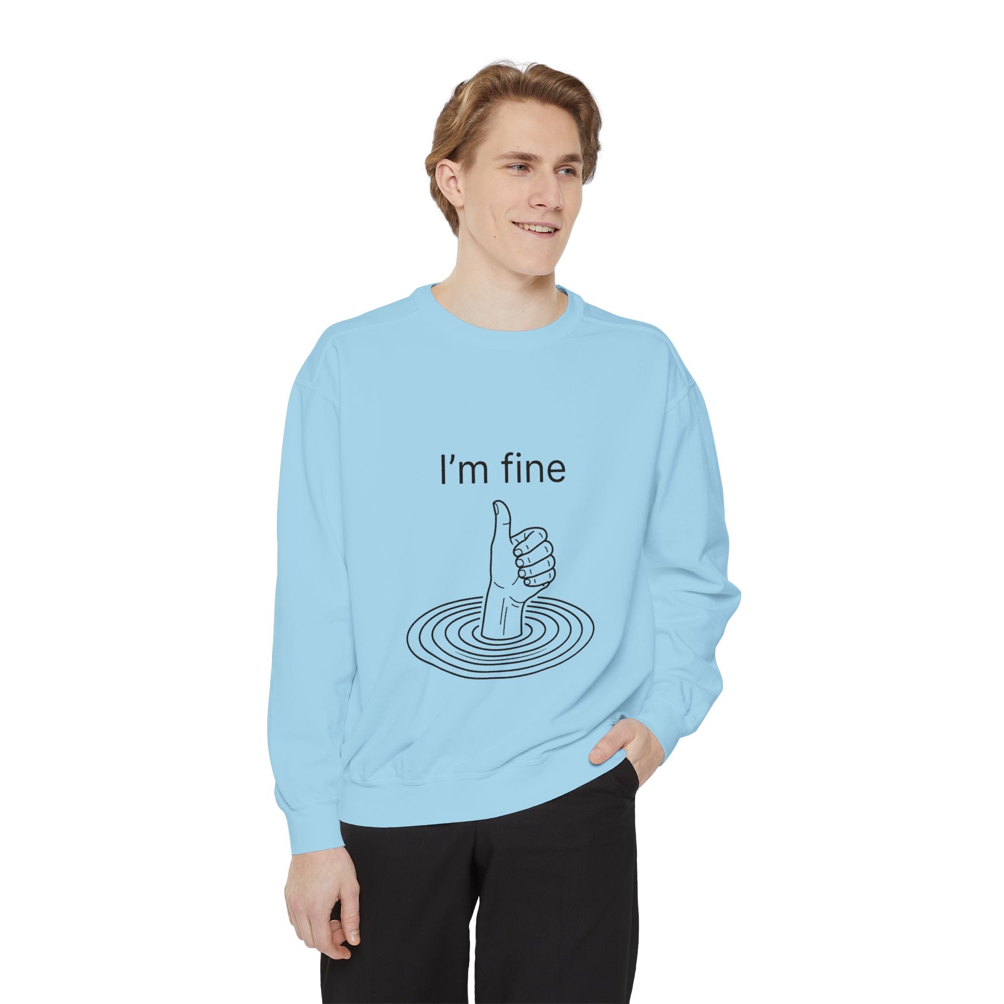 "I'm Fine" Thumbs-Up Sweatshirt — Funny Sarcastic Graphic Crewneck