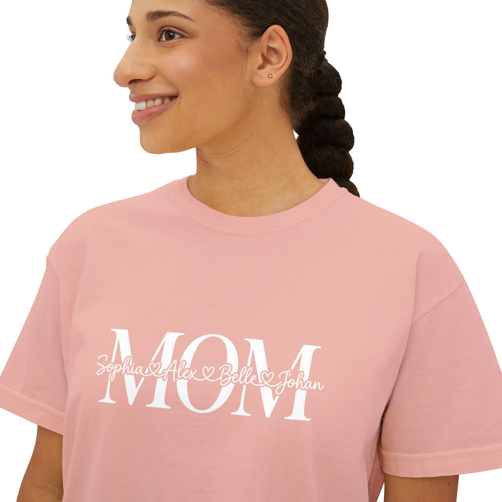 Minimal Pastel 'MOM' Cropped Women's T-Shirt