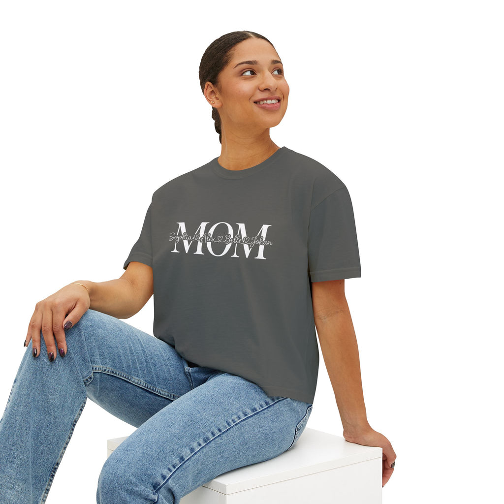 Minimal Pastel 'MOM' Cropped Women's T-Shirt