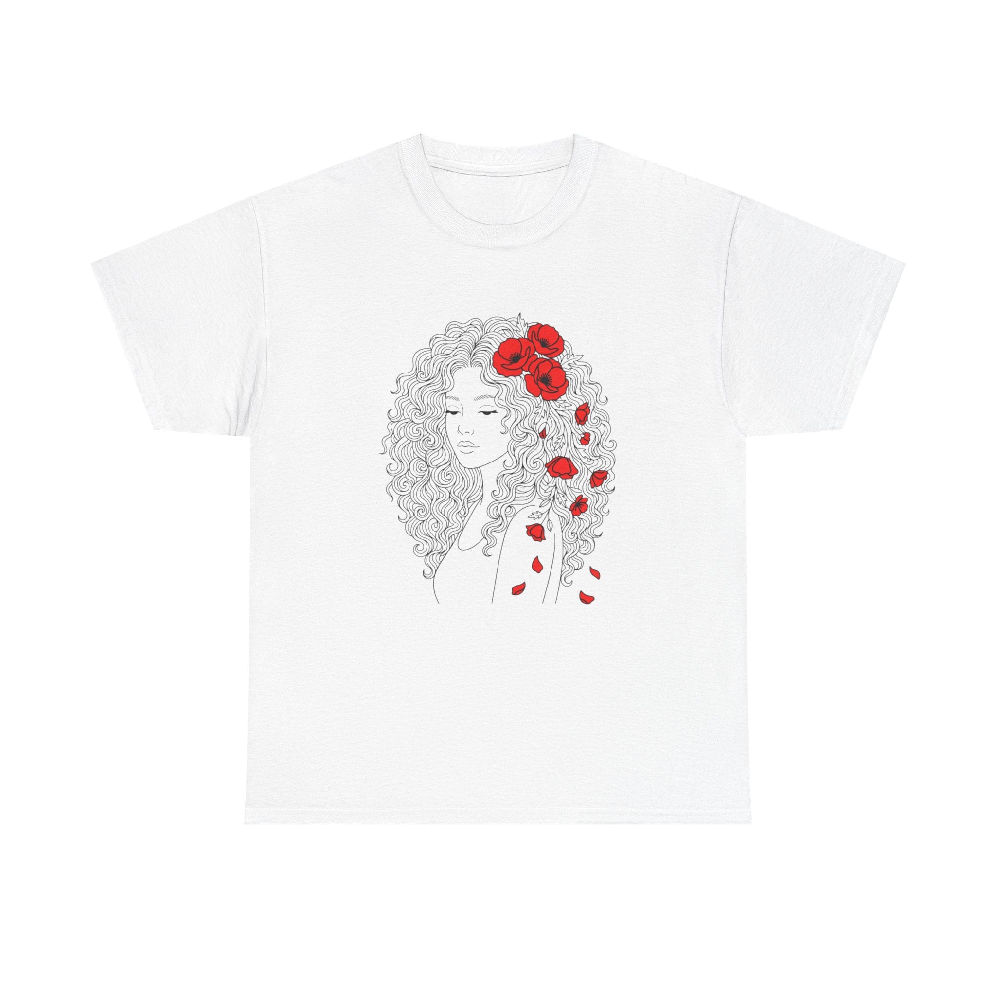 Floral Hair Portrait Tee — Poppy Girl Graphic T-Shirt