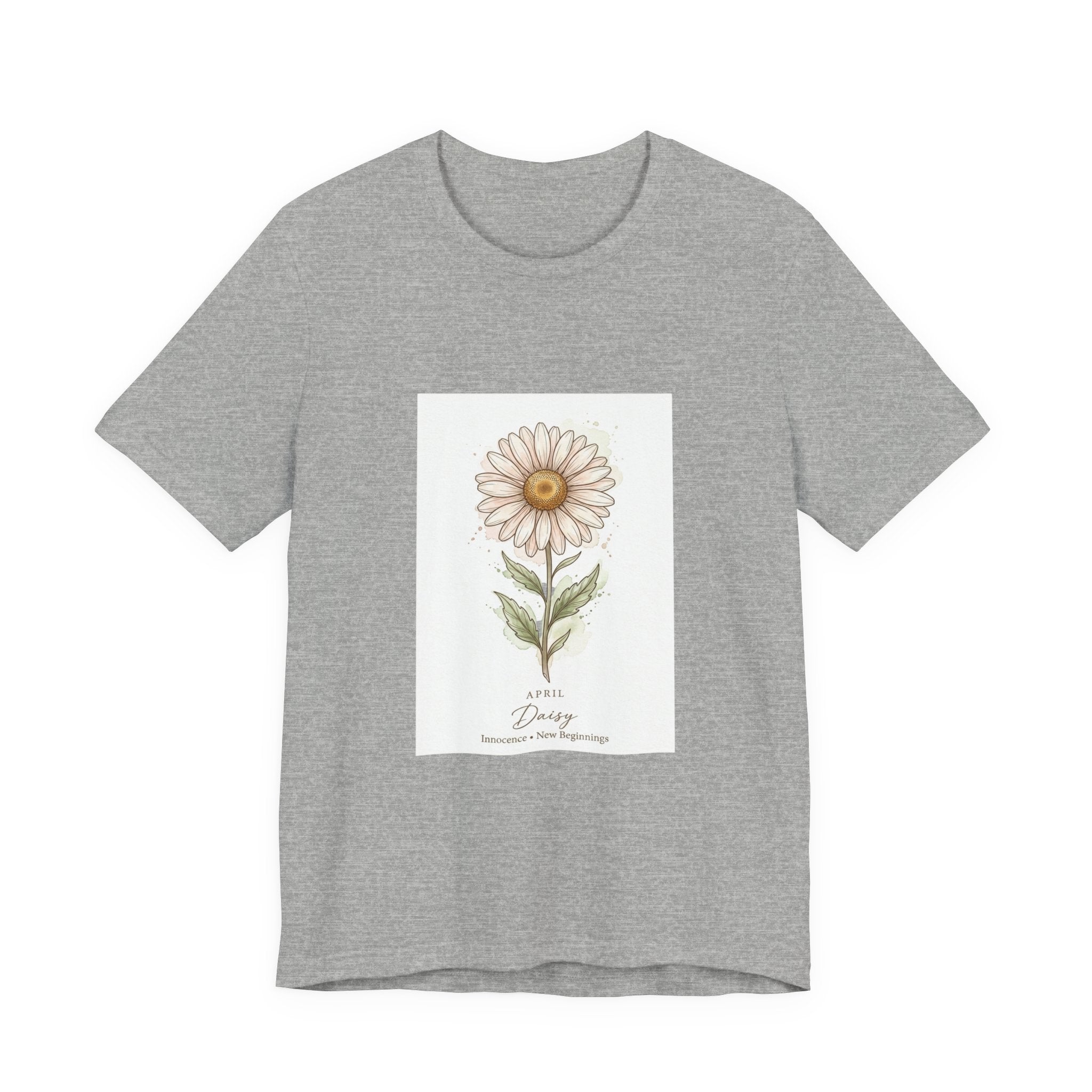 Daisy Birth Flower Tee | Personalized Botanical, Watercolor Line Art