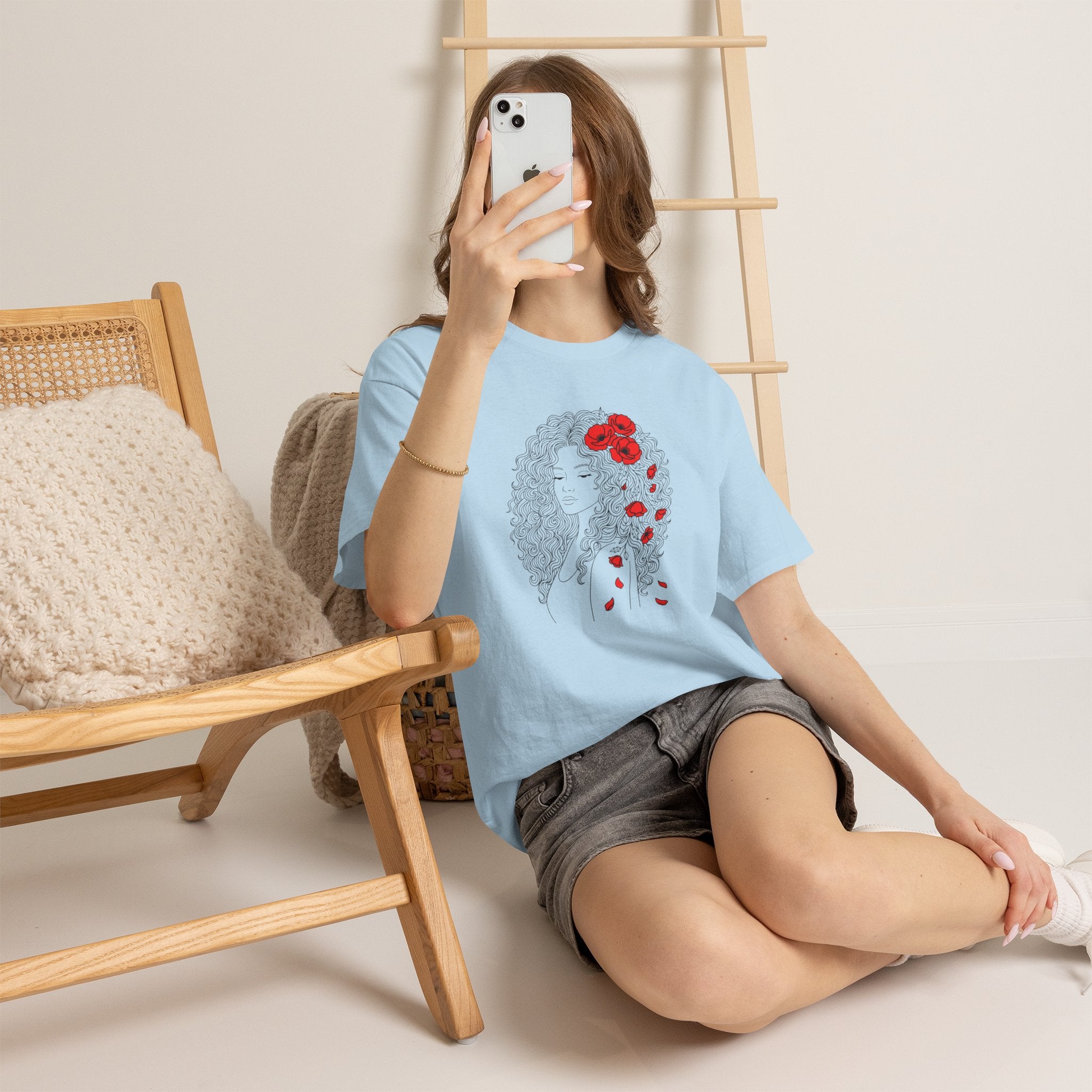 Floral Hair Portrait Tee — Poppy Girl Graphic T-Shirt