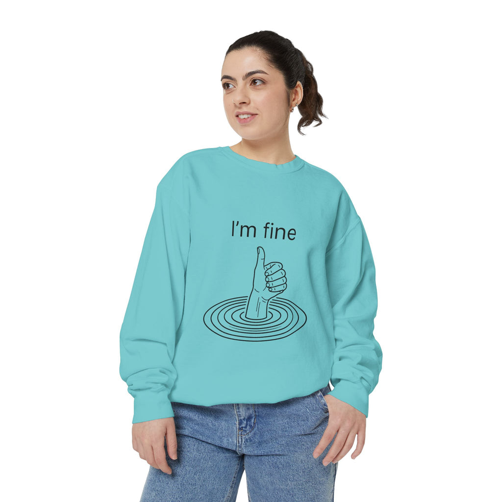 "I'm Fine" Thumbs-Up Sweatshirt — Funny Sarcastic Graphic Crewneck