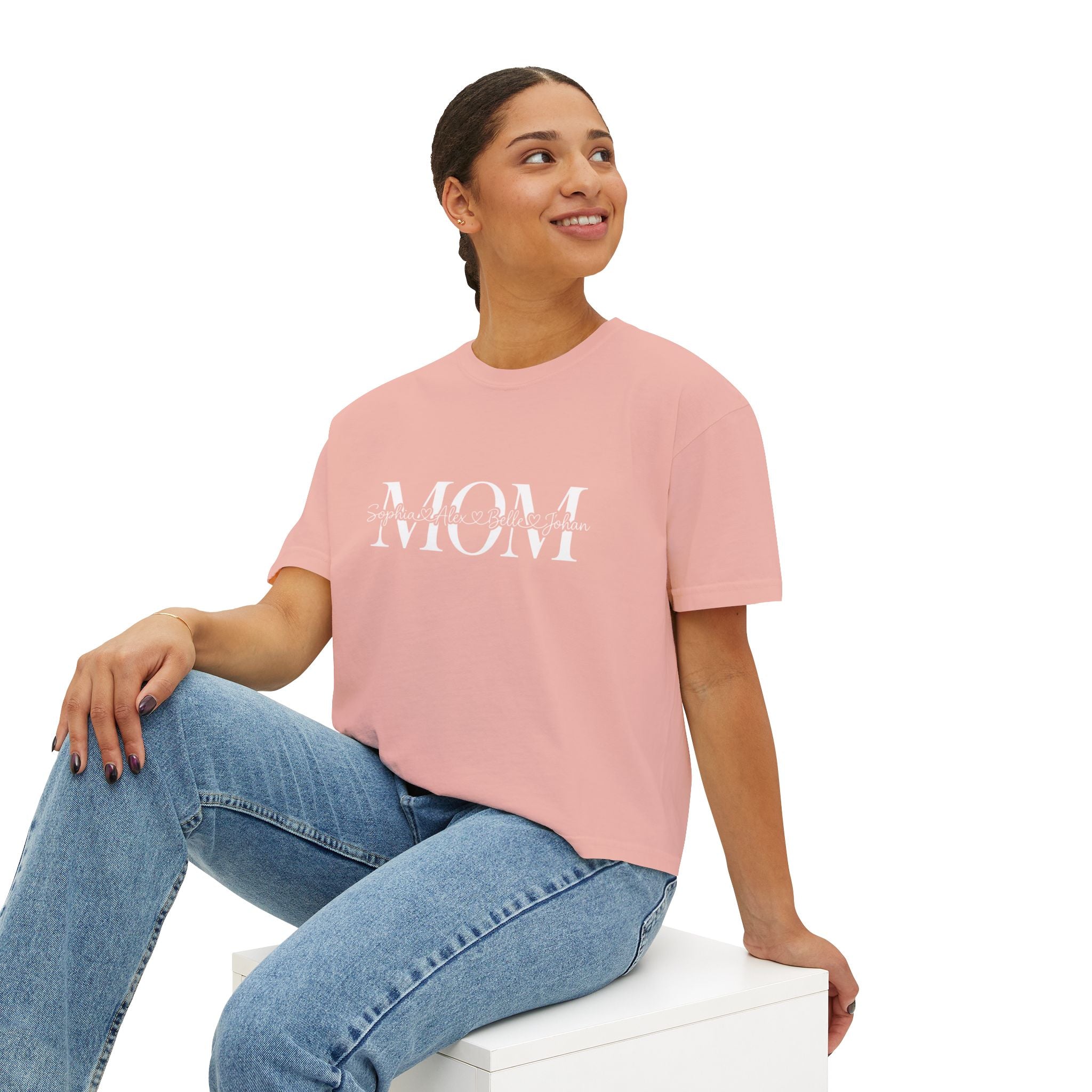 Minimal Pastel 'MOM' Cropped Women's T-Shirt