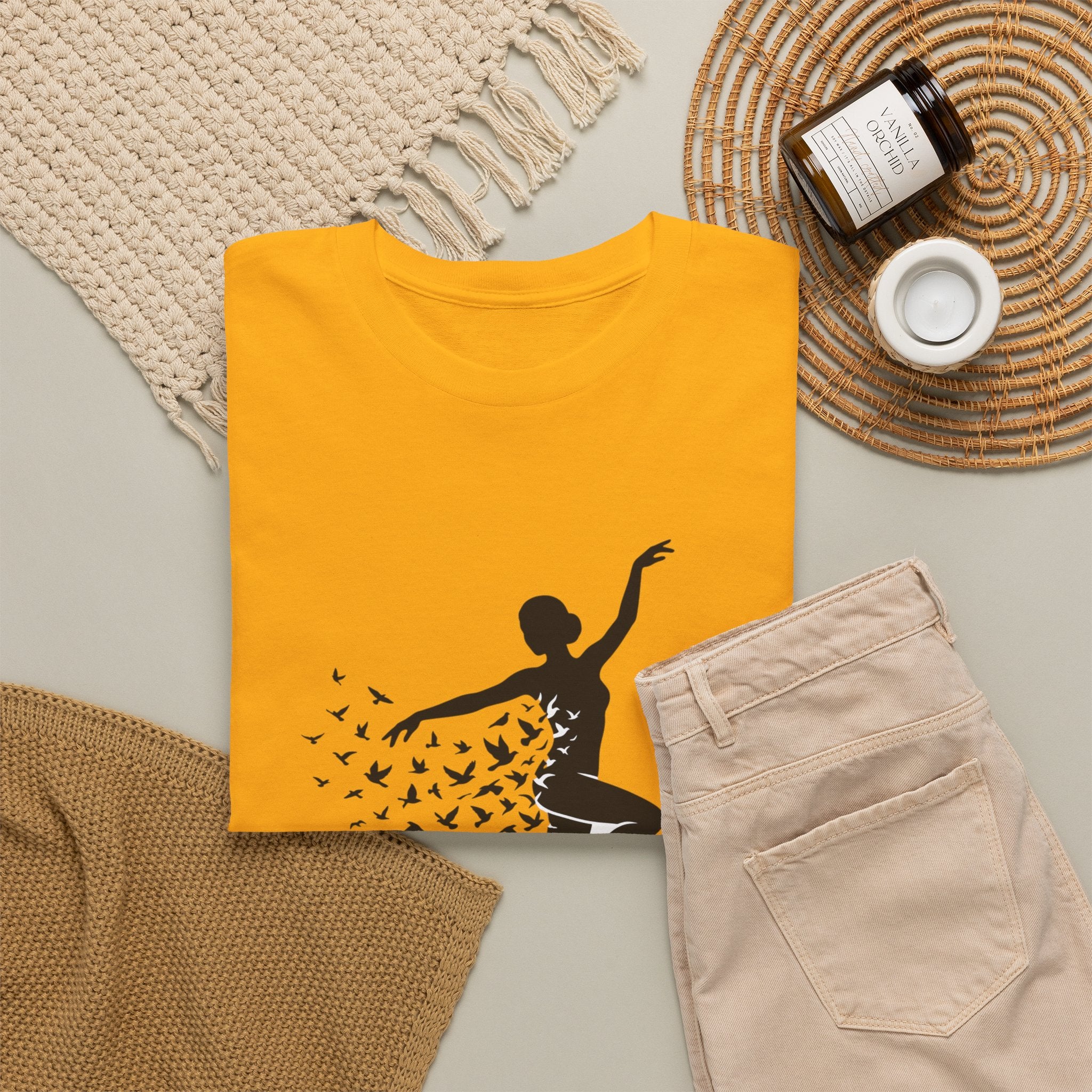 Ballerina Silhouette Tee — Dancer with Butterfly Motif
