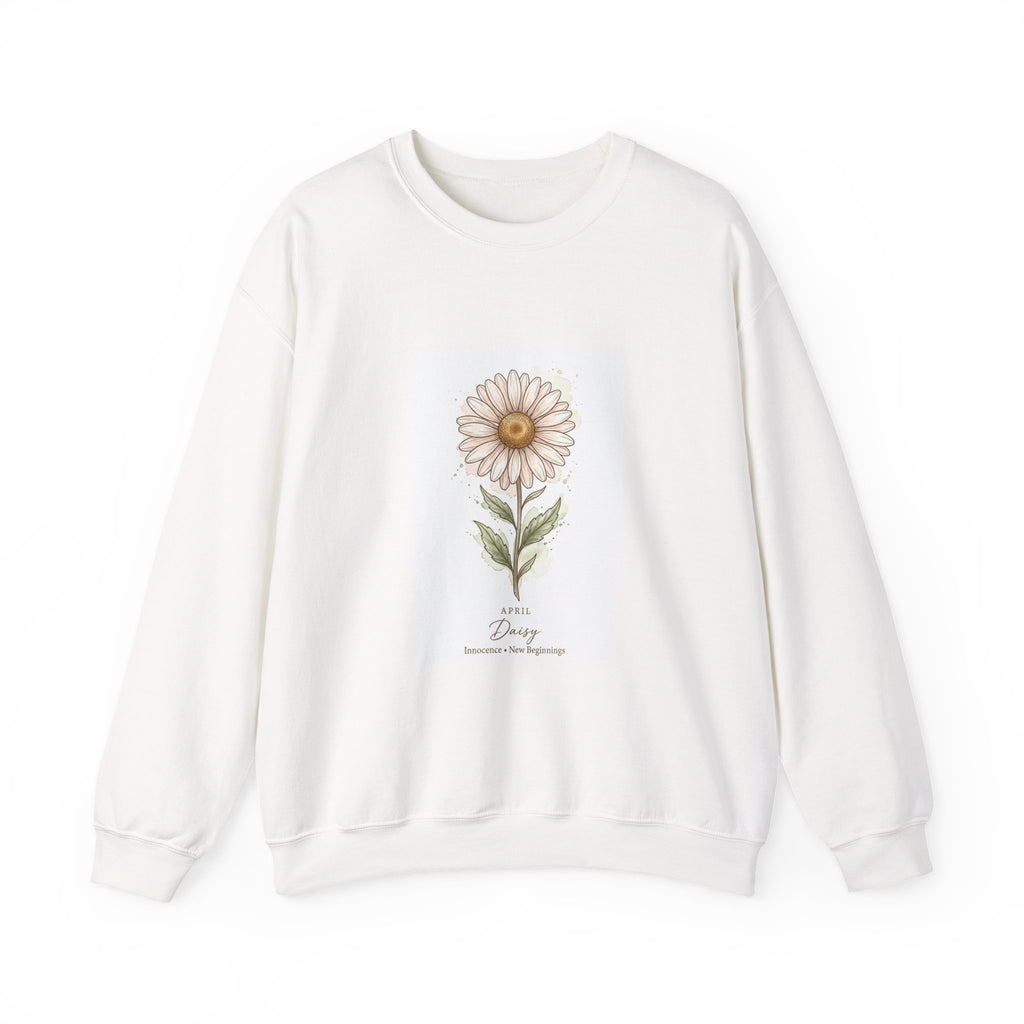 Daisy Birth Month Flower Sweatshirt | Botanical Watercolor, Personalized Name