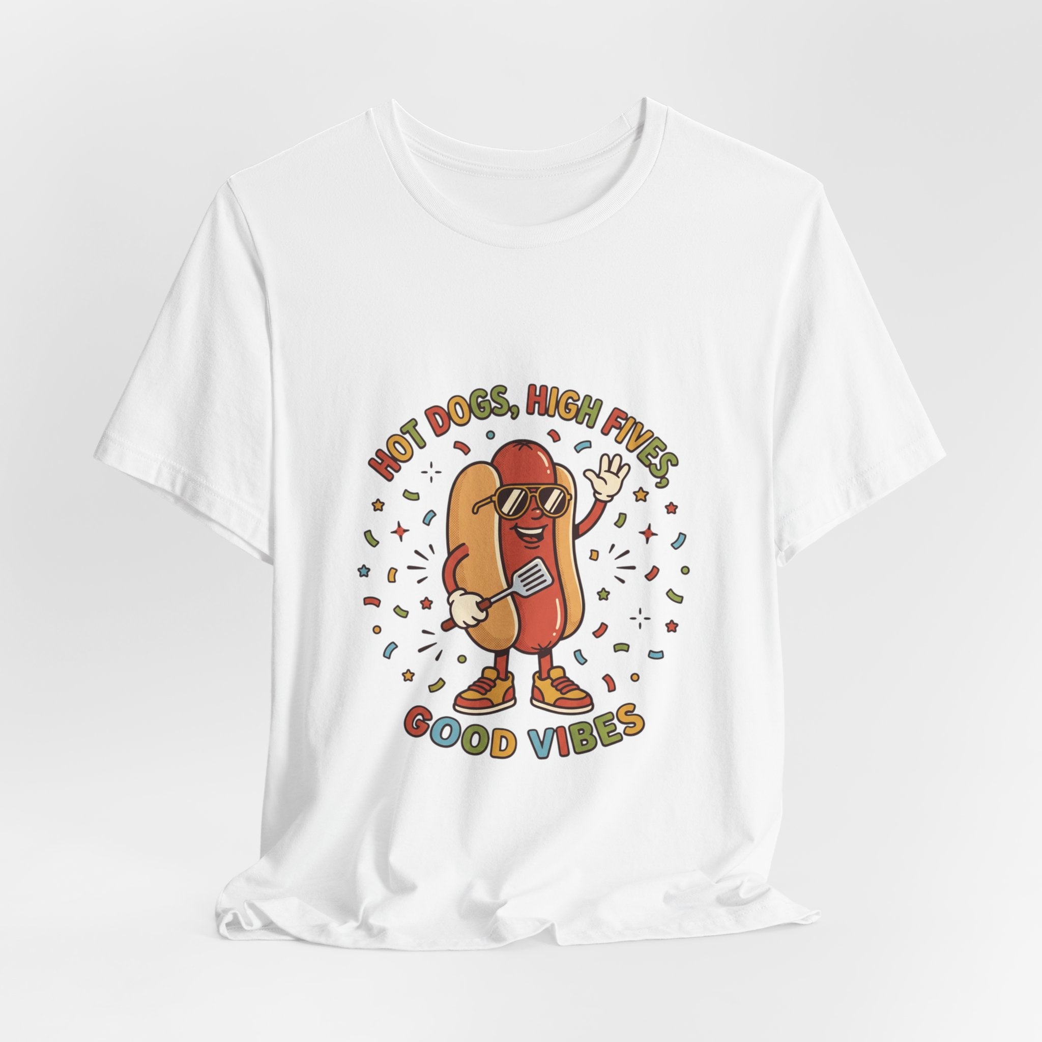 Hot Dog High Fives Tee | BBQ, Fourth of July, Patriotic Retro Grill Humor