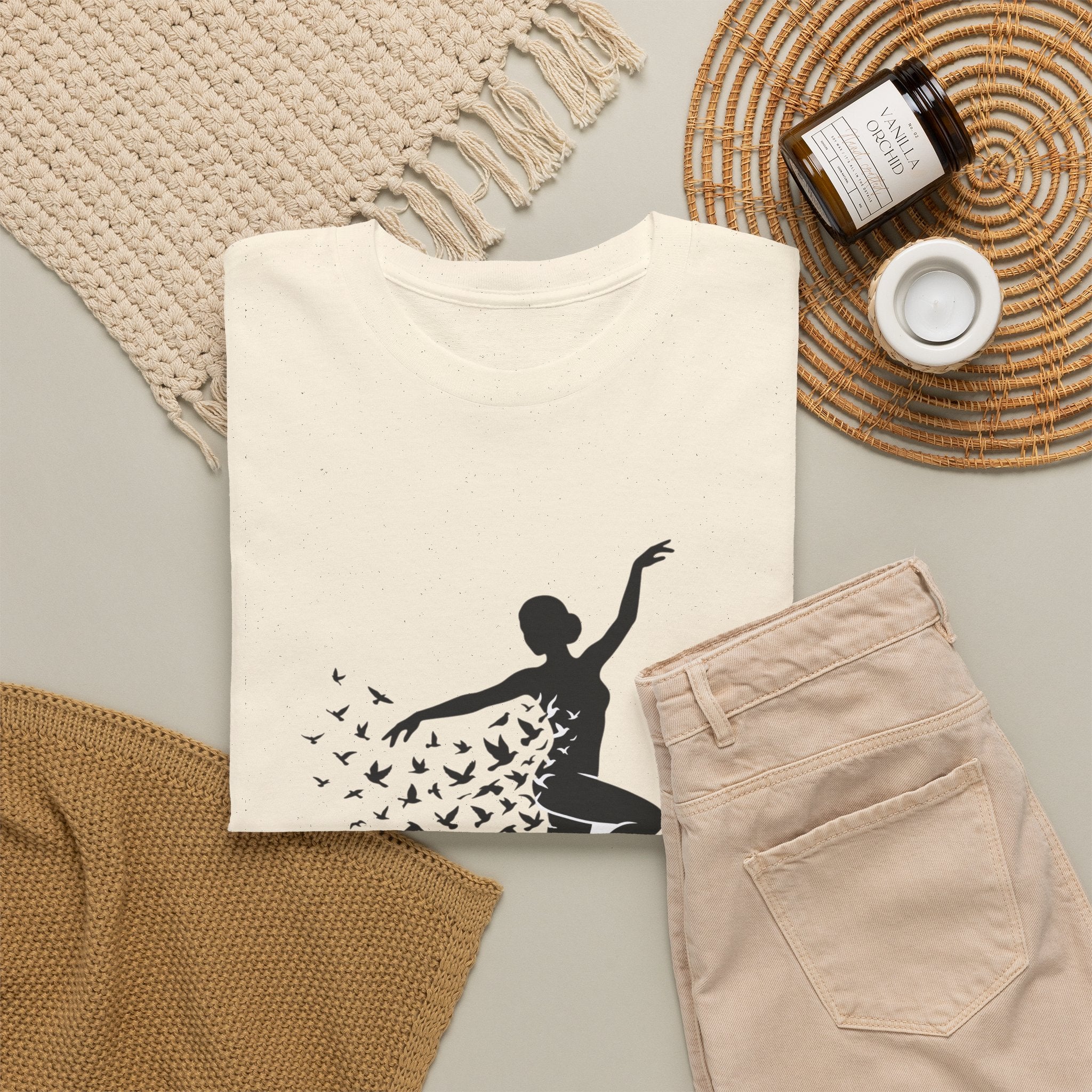 Ballerina Silhouette Tee — Dancer with Butterfly Motif