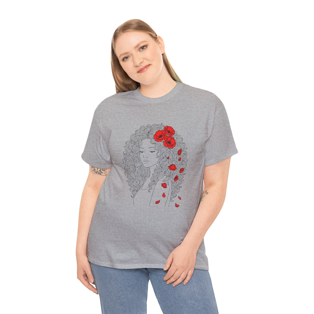 Floral Hair Portrait Tee — Poppy Girl Graphic T-Shirt