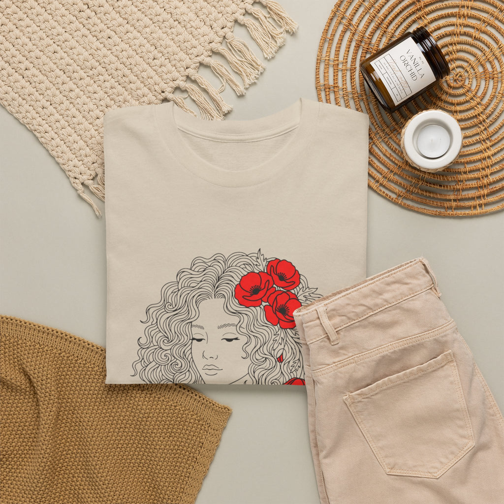 Floral Hair Portrait Tee — Poppy Girl Graphic T-Shirt