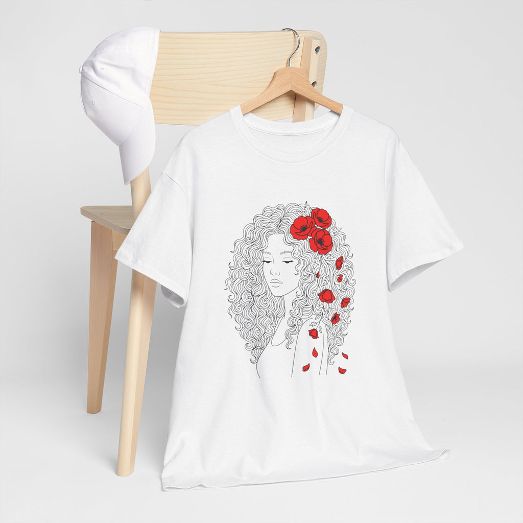 Floral Hair Portrait Tee — Poppy Girl Graphic T-Shirt
