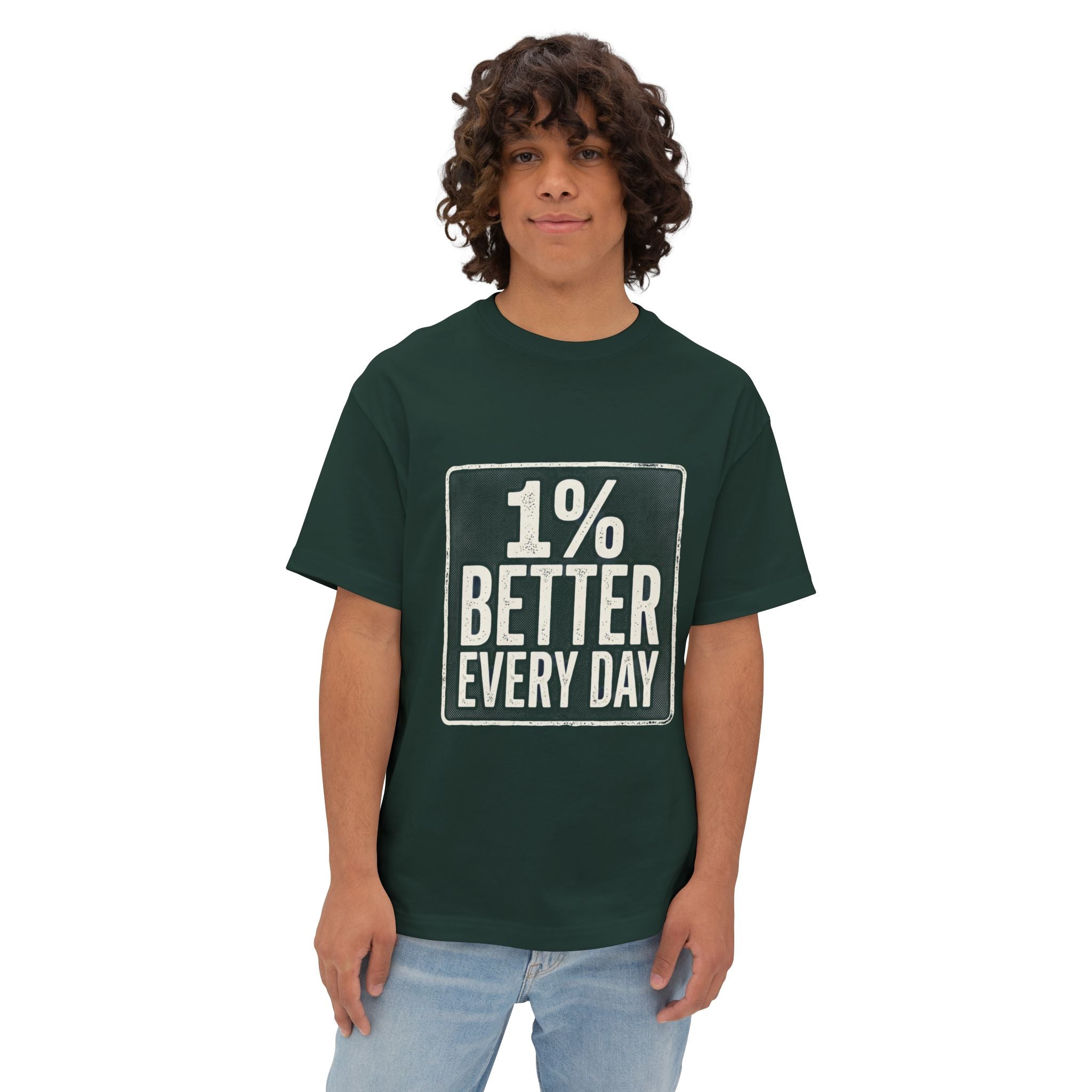 Unisex Boxy T-Shirt – "1% Better Every Day" Cotton Tee