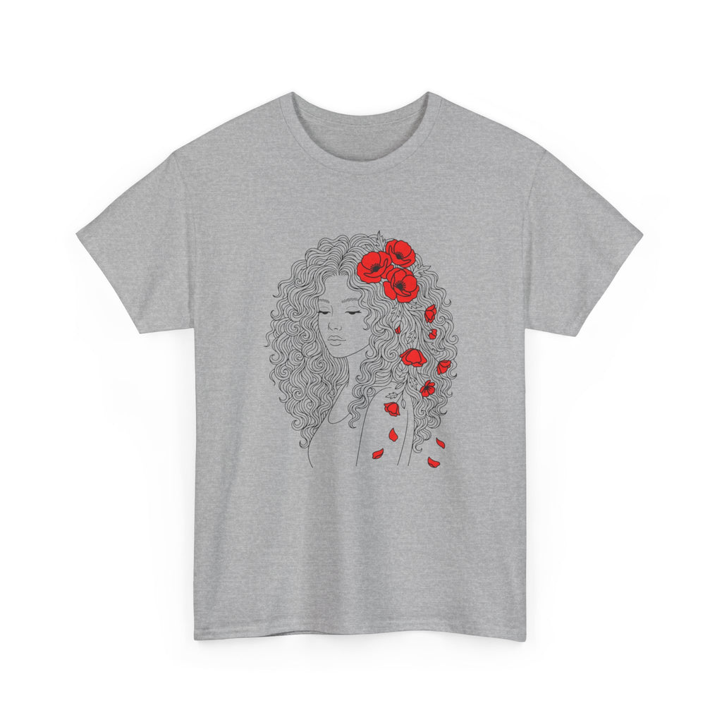 Floral Hair Portrait Tee — Poppy Girl Graphic T-Shirt