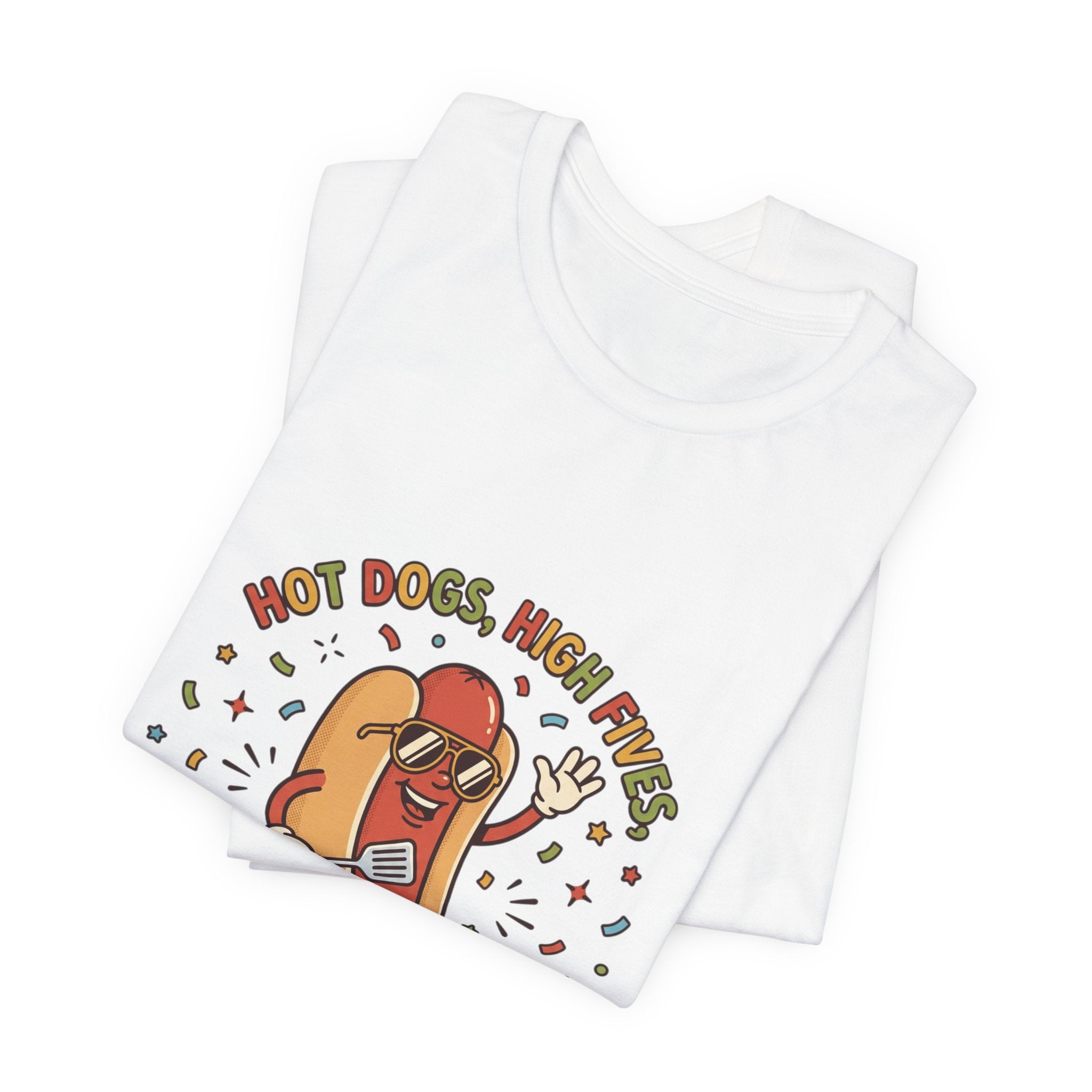 Hot Dog High Fives Tee | BBQ, Fourth of July, Patriotic Retro Grill Humor