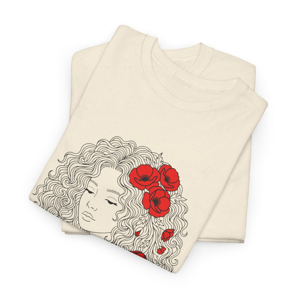 Floral Hair Portrait Tee — Poppy Girl Graphic T-Shirt