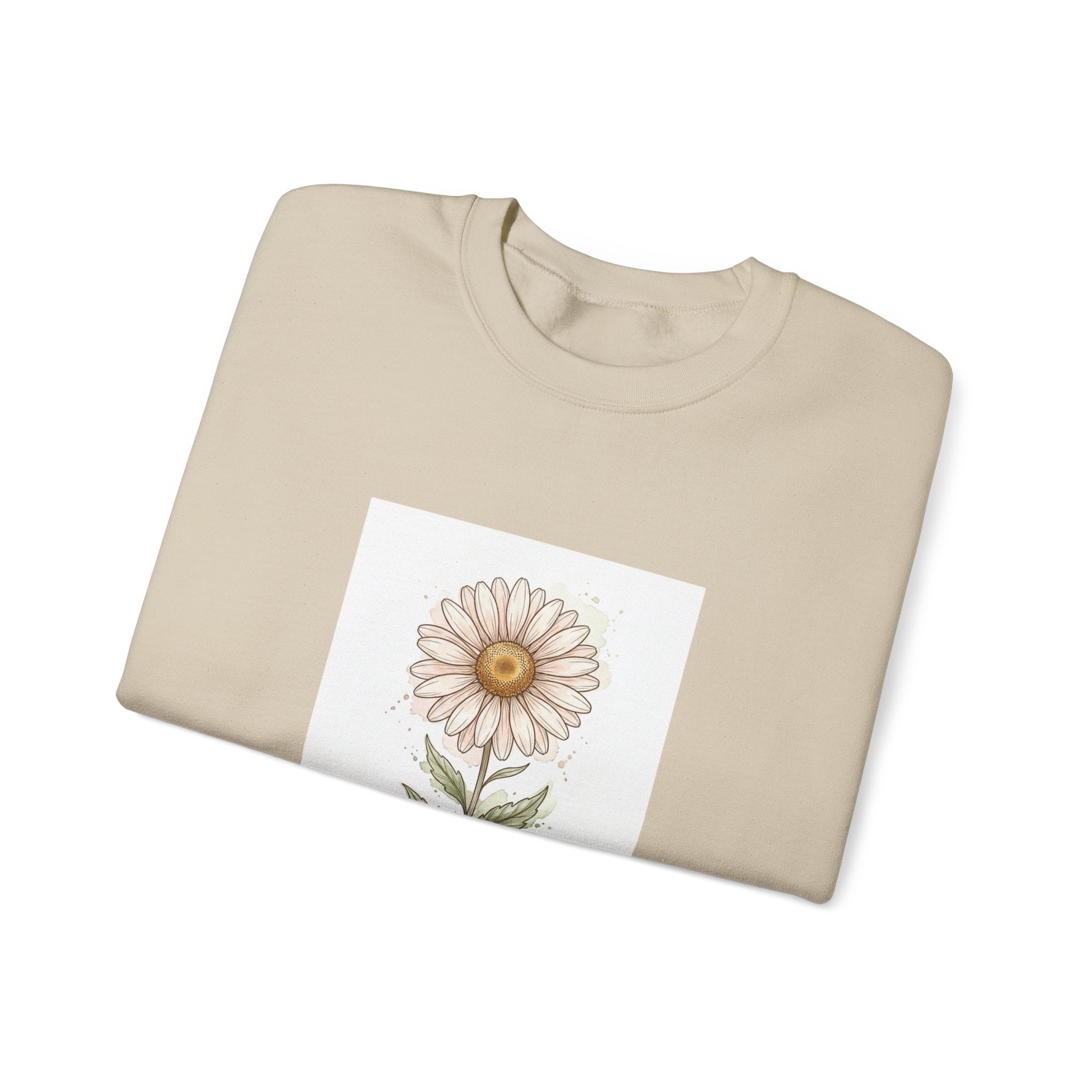 Daisy Birth Month Flower Sweatshirt | Botanical Watercolor, Personalized Name