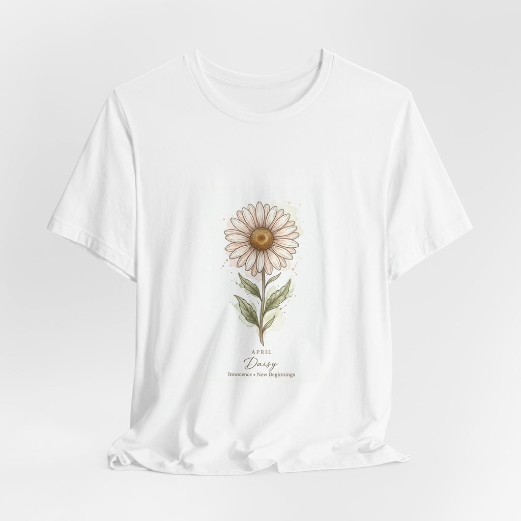 Daisy Birth Flower Tee | Personalized Botanical, Watercolor Line Art