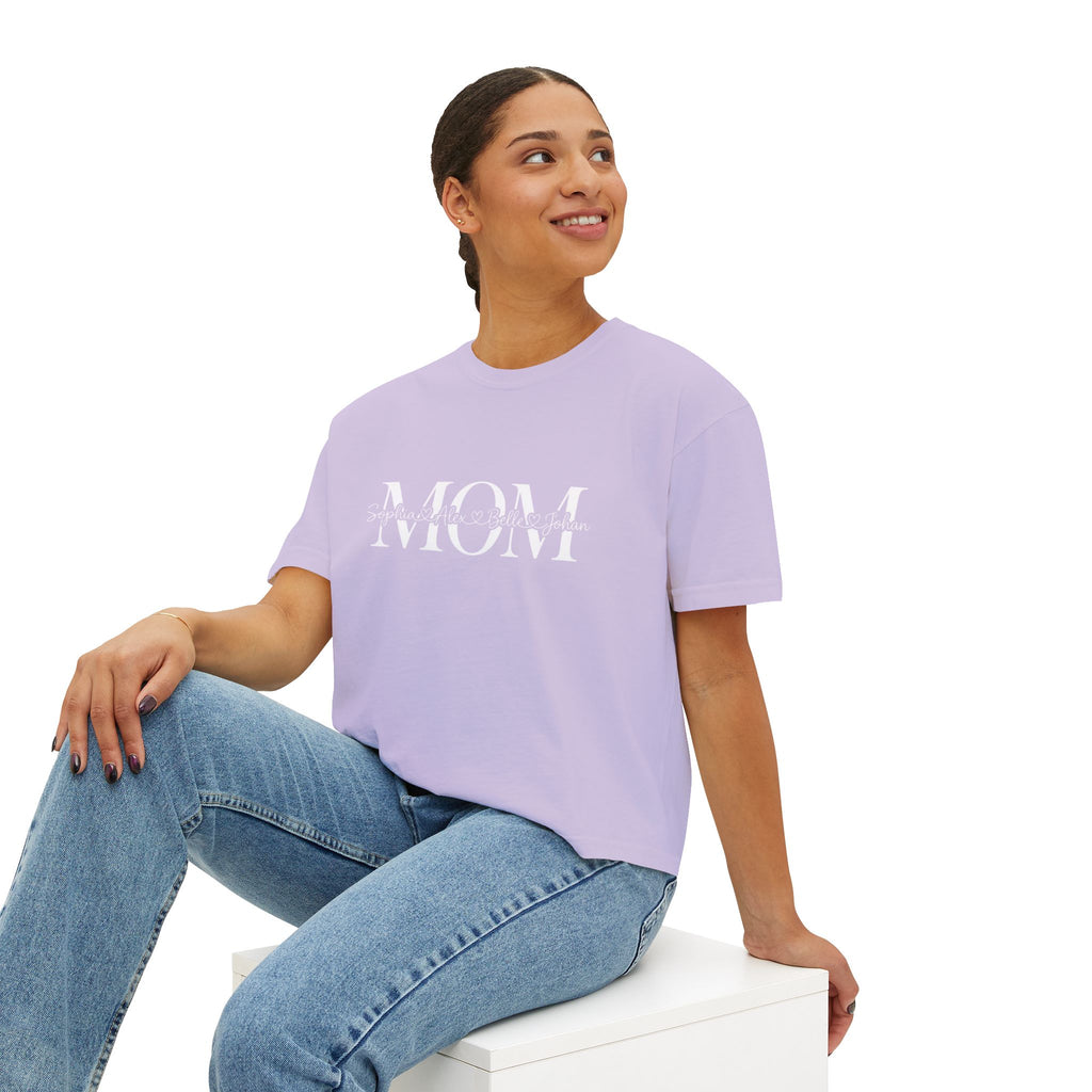 Minimal Pastel 'MOM' Cropped Women's T-Shirt