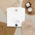 Heart Flame T-Shirt — Minimal Line Art Hands Lighting Heart Graphic
