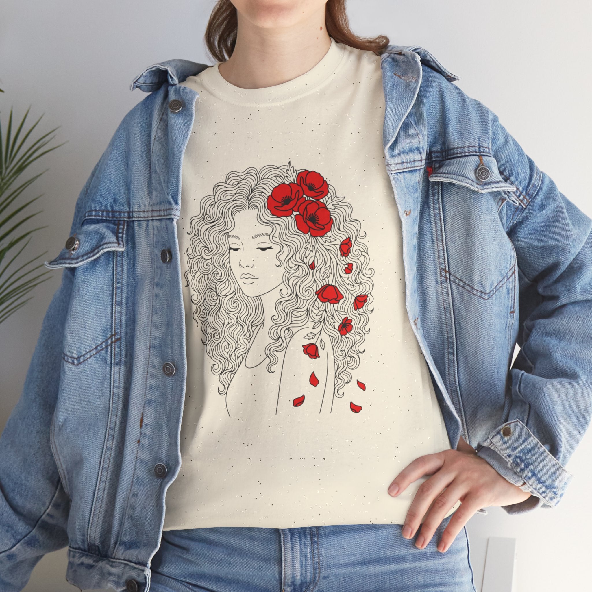 Floral Hair Portrait Tee — Poppy Girl Graphic T-Shirt