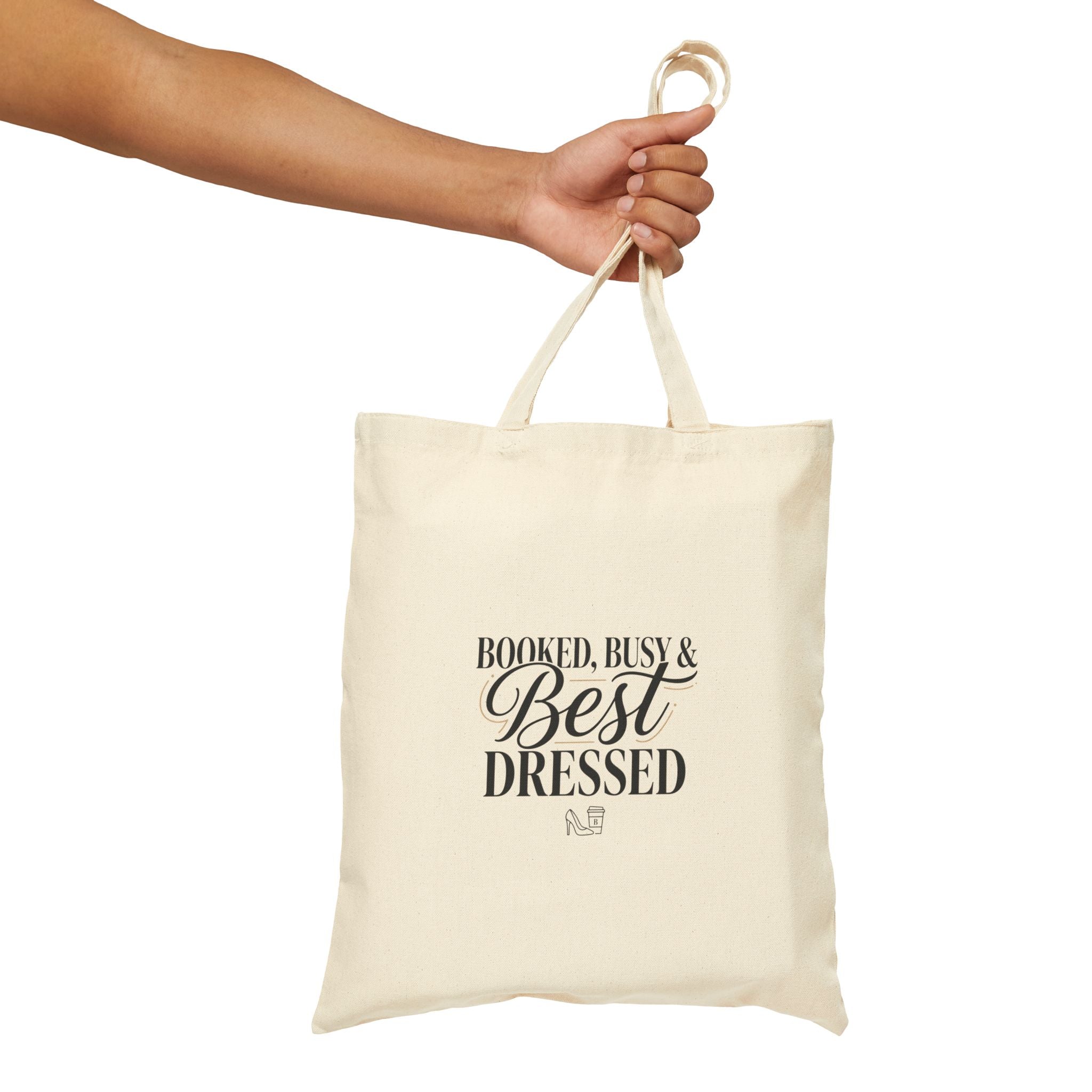 Booked Busy & Best Dressed Cotton Canvas Tote Bag