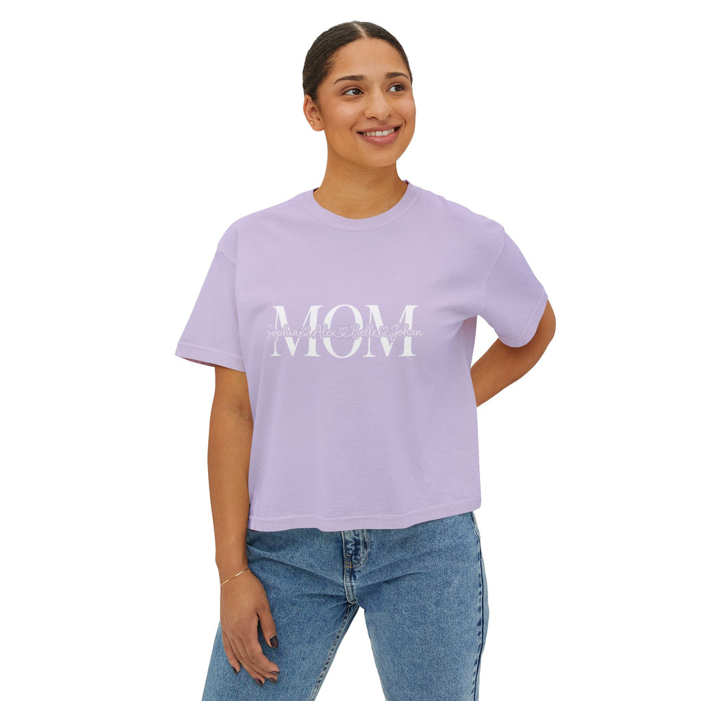 Minimal Pastel 'MOM' Cropped Women's T-Shirt