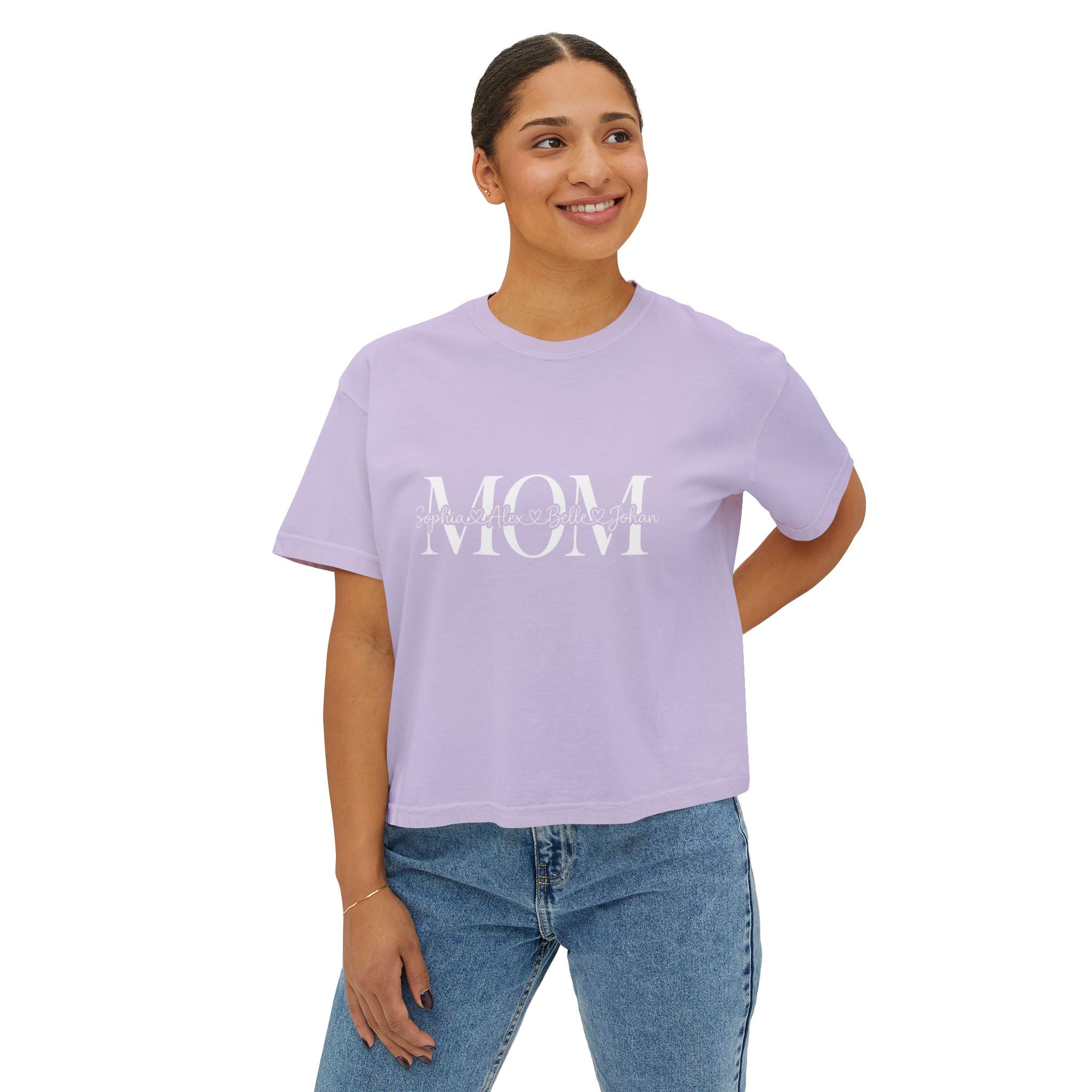 Minimal Pastel 'MOM' Cropped Women's T-Shirt