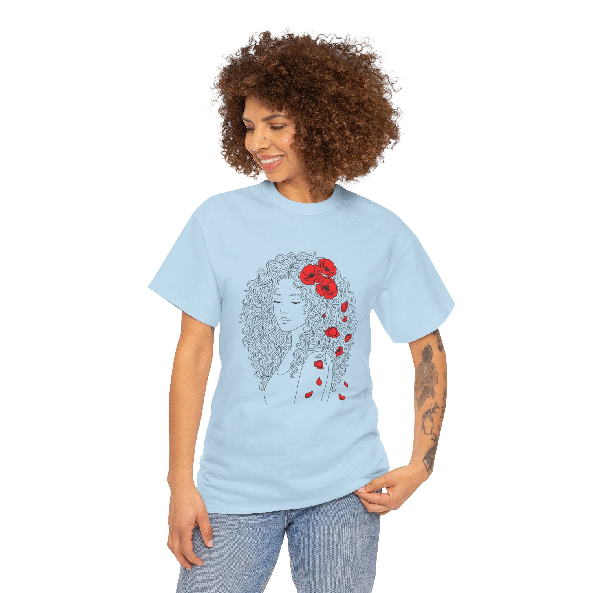 Floral Hair Portrait Tee — Poppy Girl Graphic T-Shirt