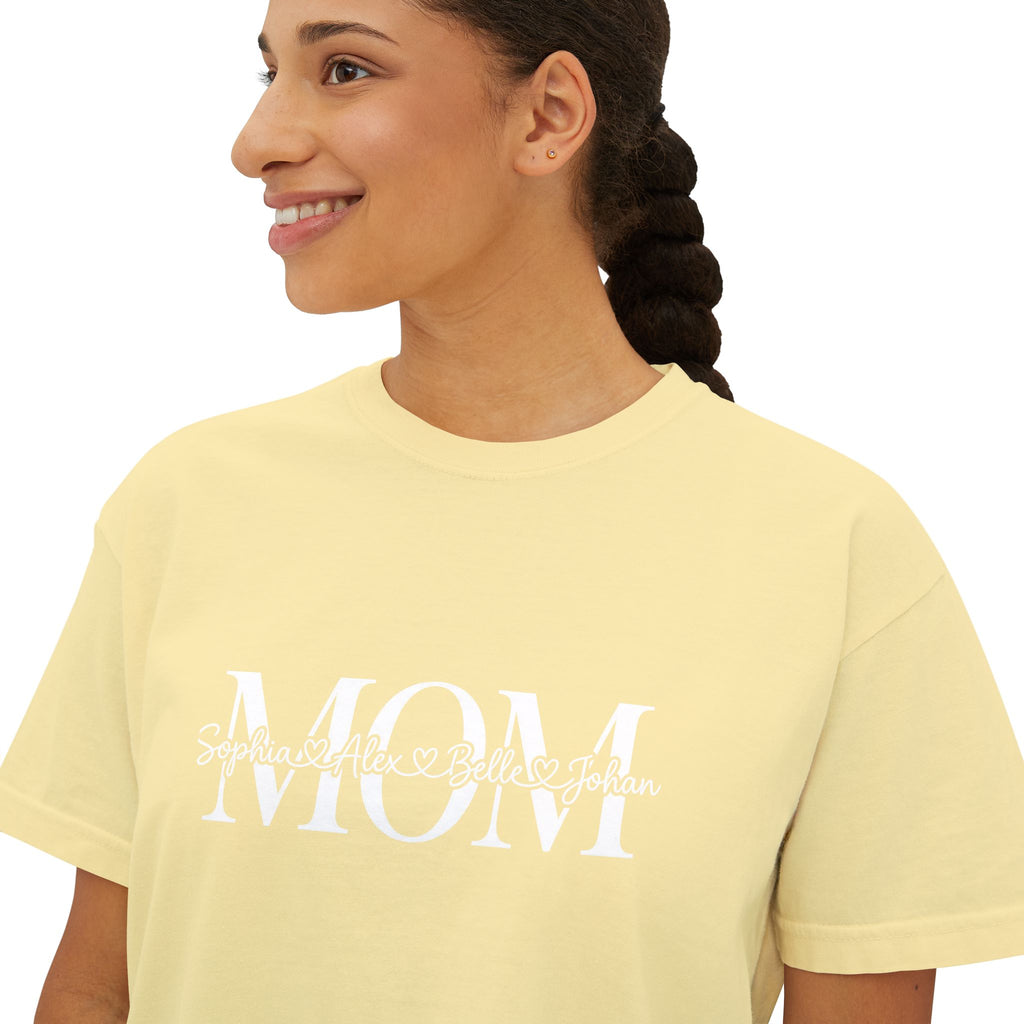 Minimal Pastel 'MOM' Cropped Women's T-Shirt