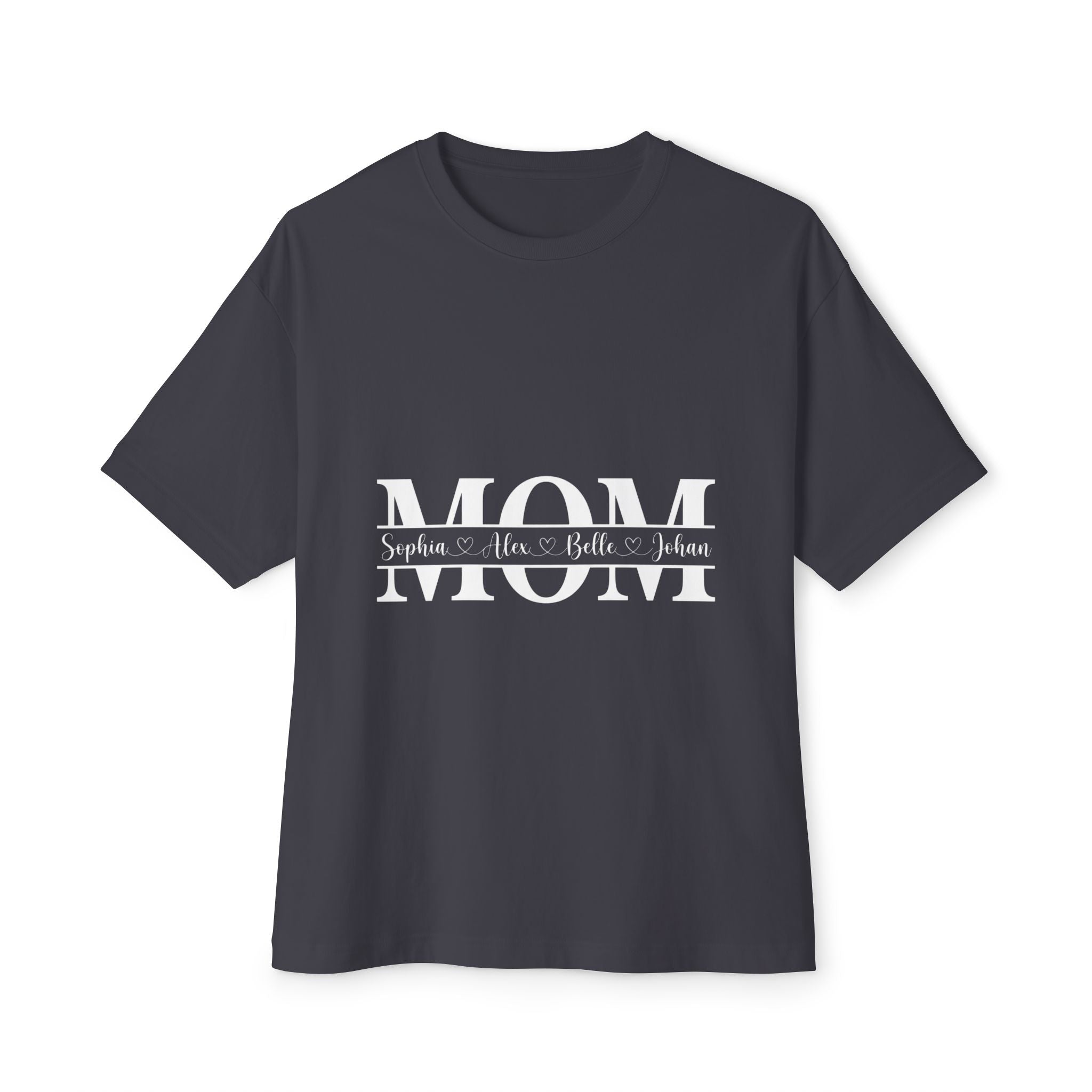 Mom Name Stripe Tee — Personalized Mother’s Day Oversized Shirt