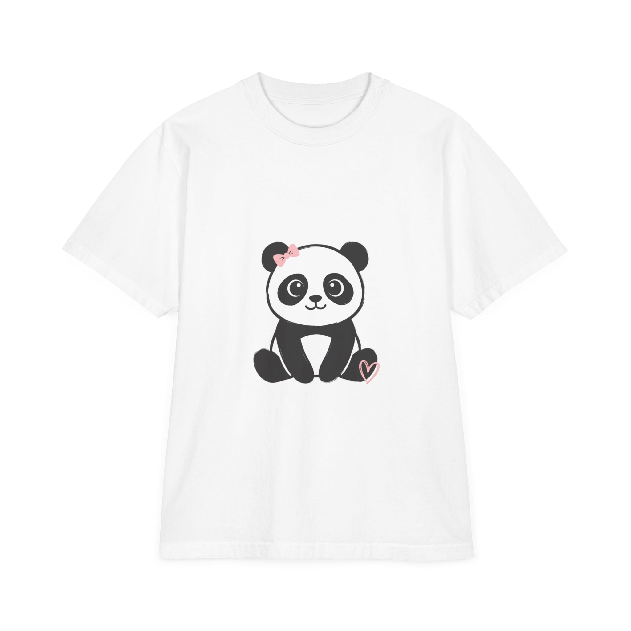 Cute Panda Heart T-Shirt — Adorable Floral Bow Panda Graphic Tee