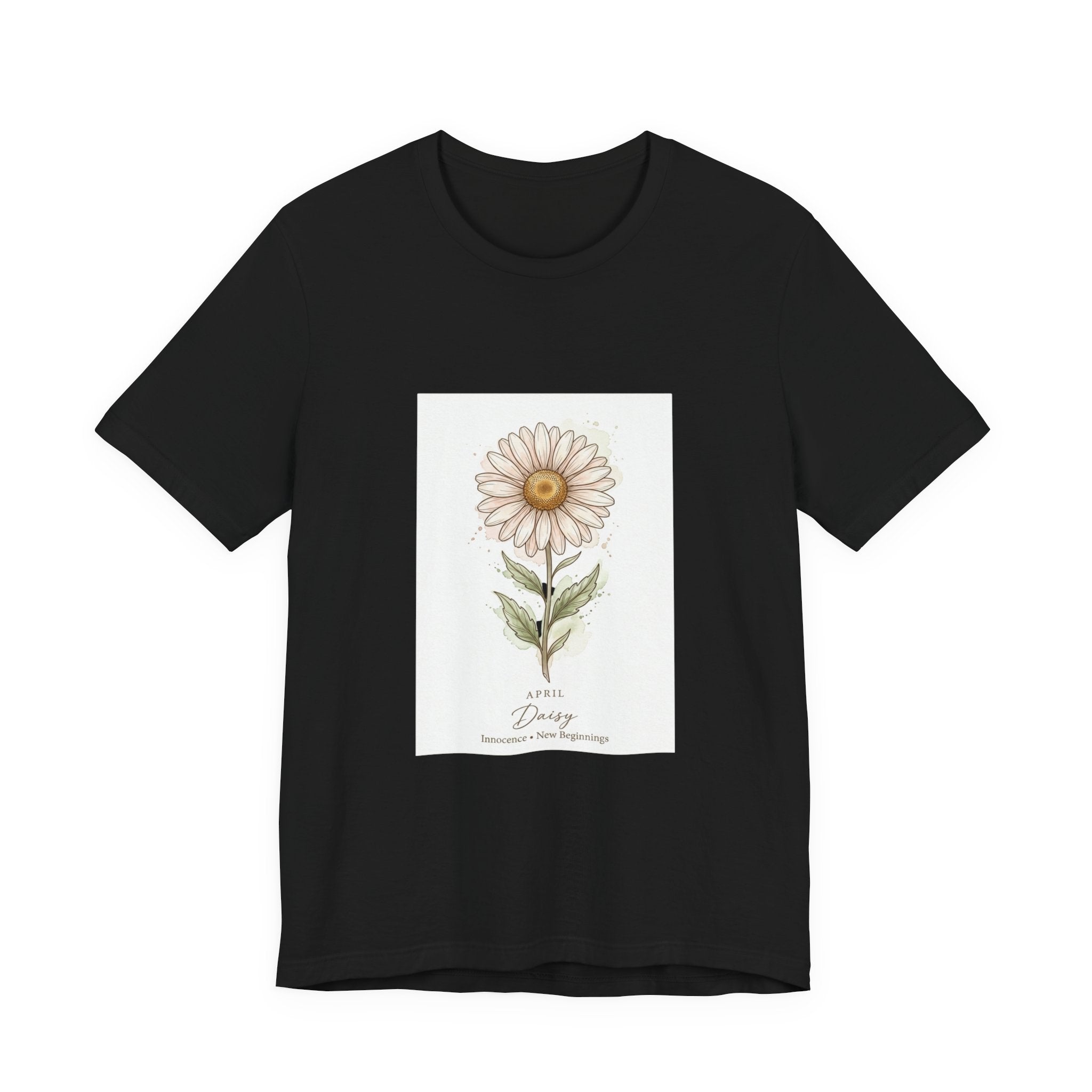 Daisy Birth Flower Tee | Personalized Botanical, Watercolor Line Art