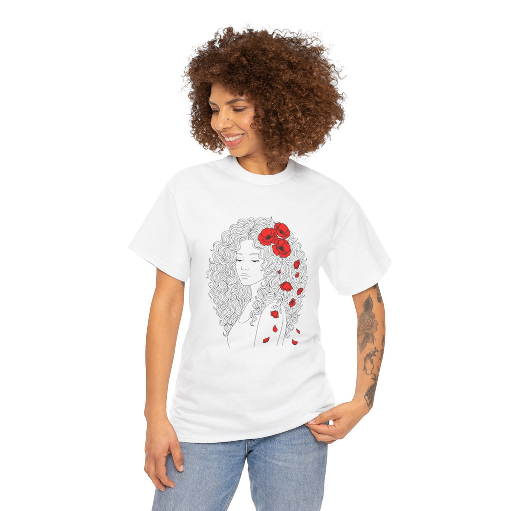 Floral Hair Portrait Tee — Poppy Girl Graphic T-Shirt