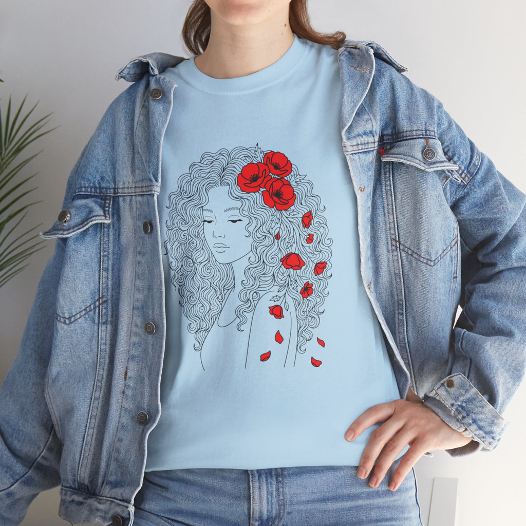Floral Hair Portrait Tee — Poppy Girl Graphic T-Shirt