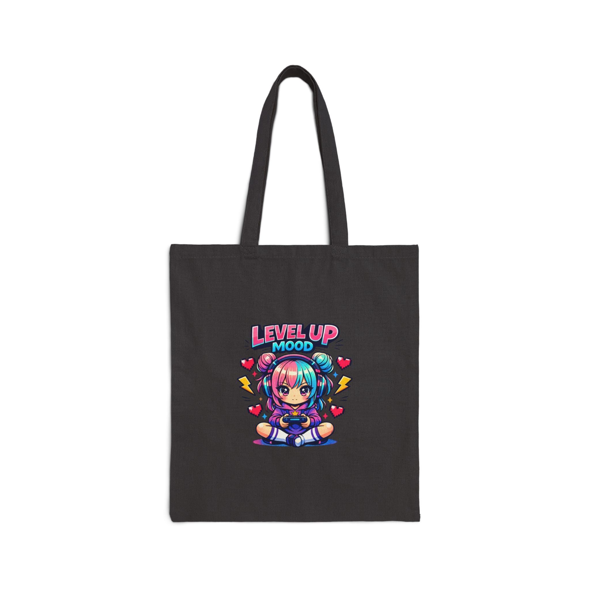 Level Up Mood Chibi Anime Canvas Tote Bag