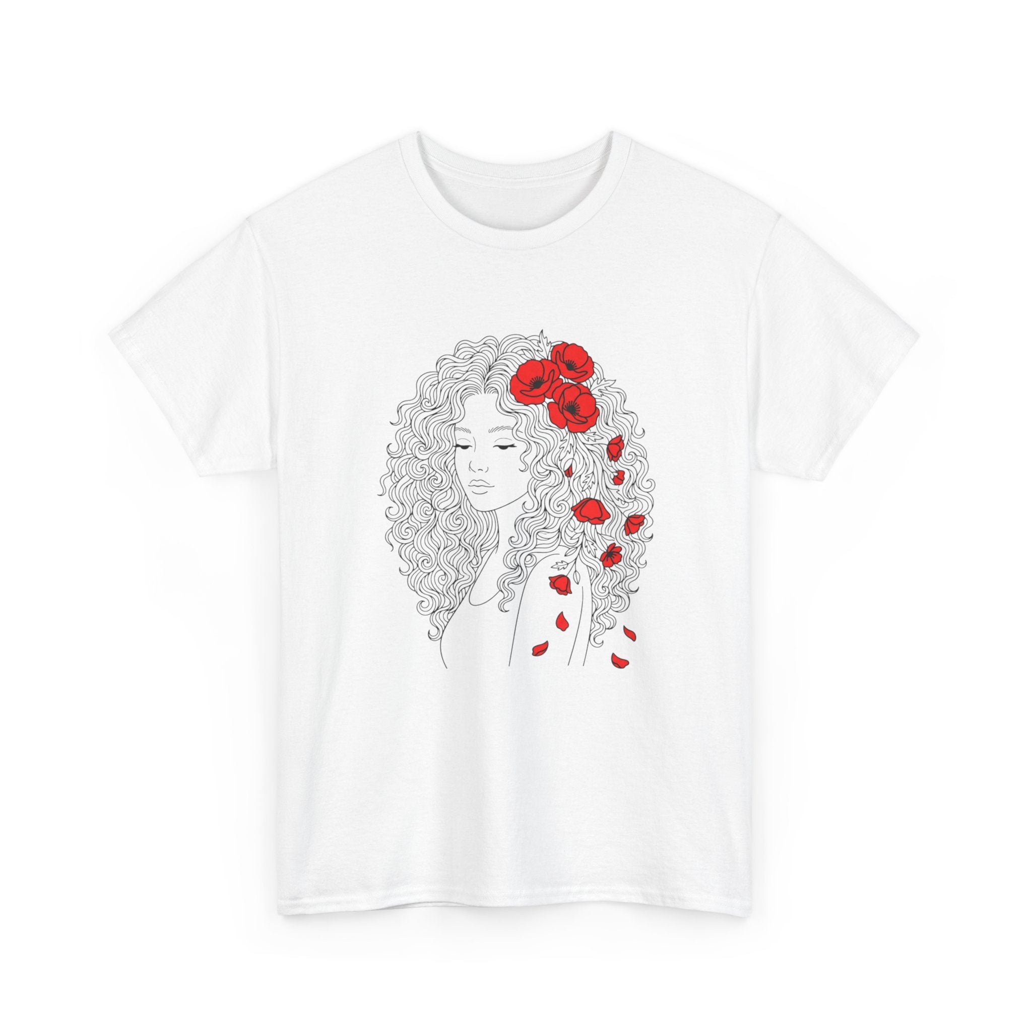 Floral Hair Portrait Tee — Poppy Girl Graphic T-Shirt