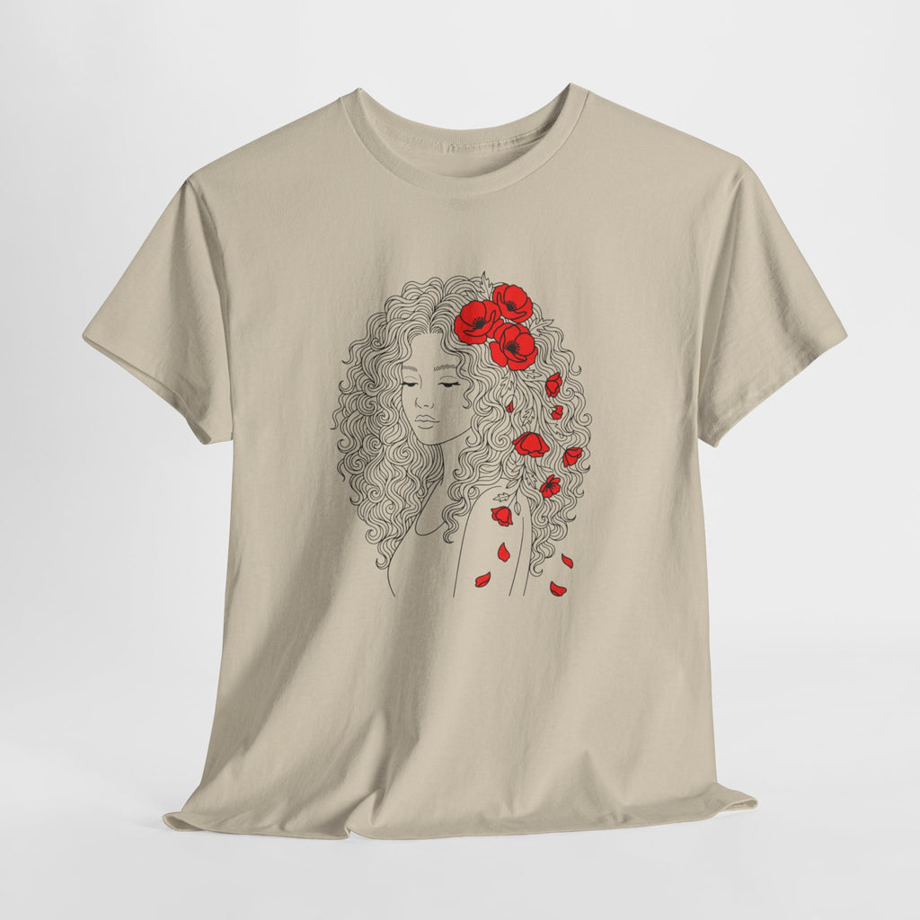 Floral Hair Portrait Tee — Poppy Girl Graphic T-Shirt