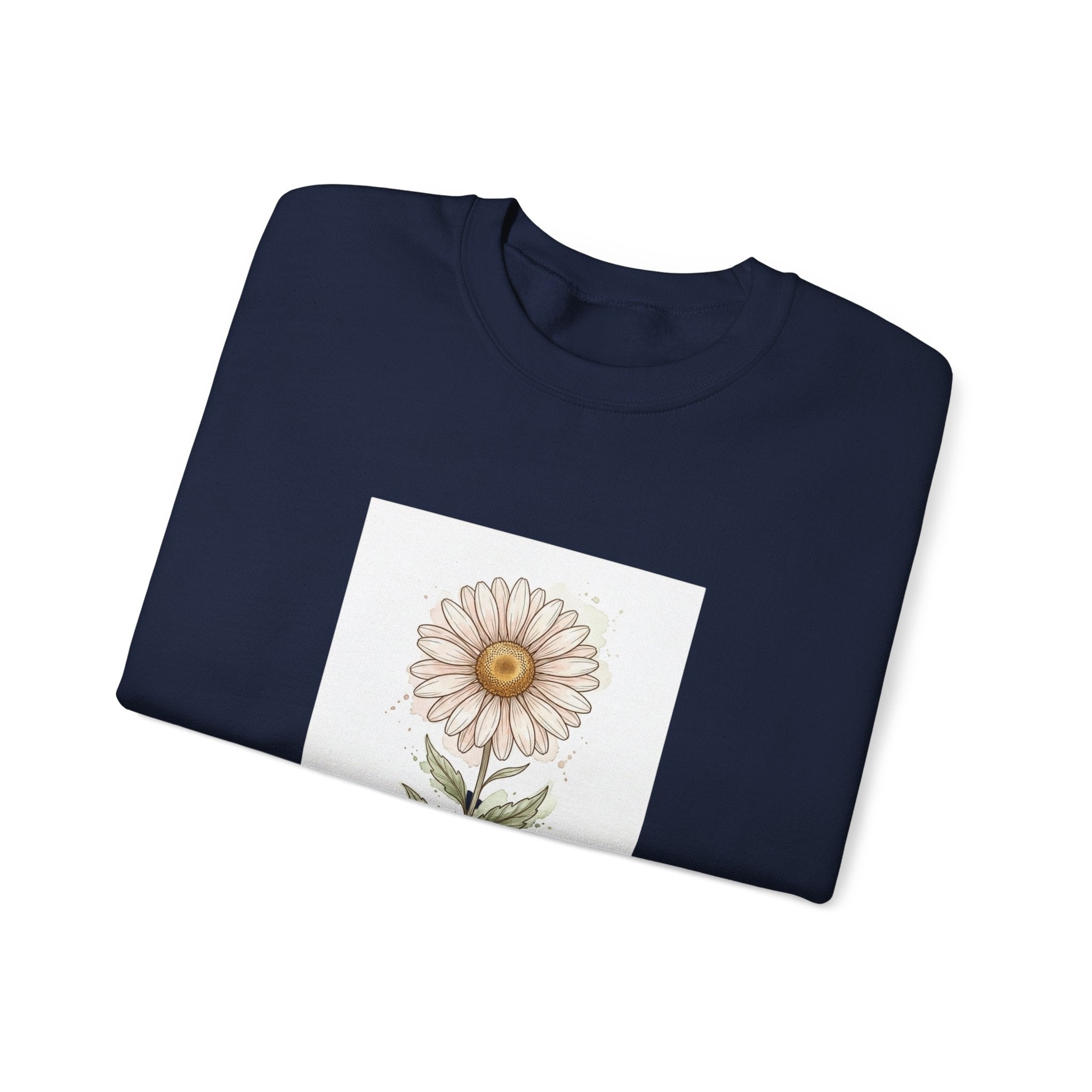 Daisy Birth Month Flower Sweatshirt | Botanical Watercolor, Personalized Name