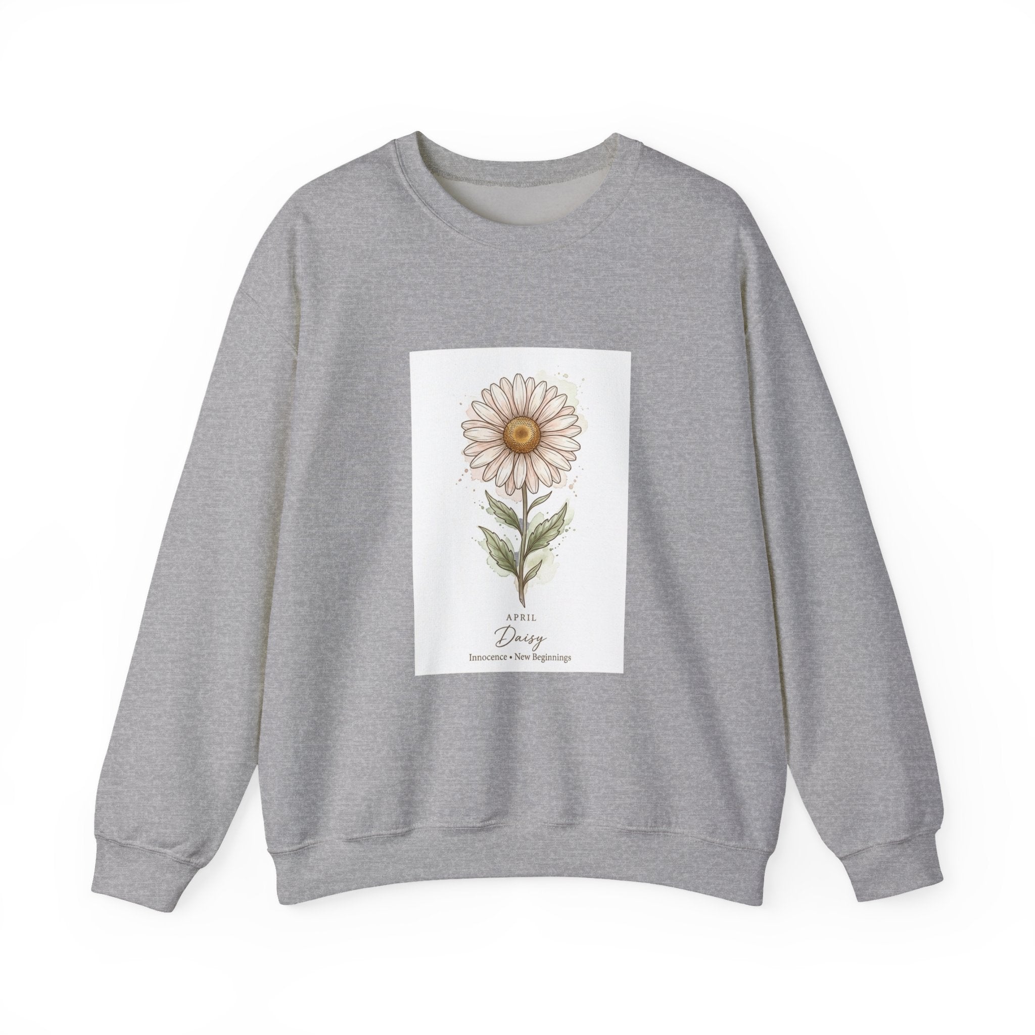 Daisy Birth Month Flower Sweatshirt | Botanical Watercolor, Personalized Name