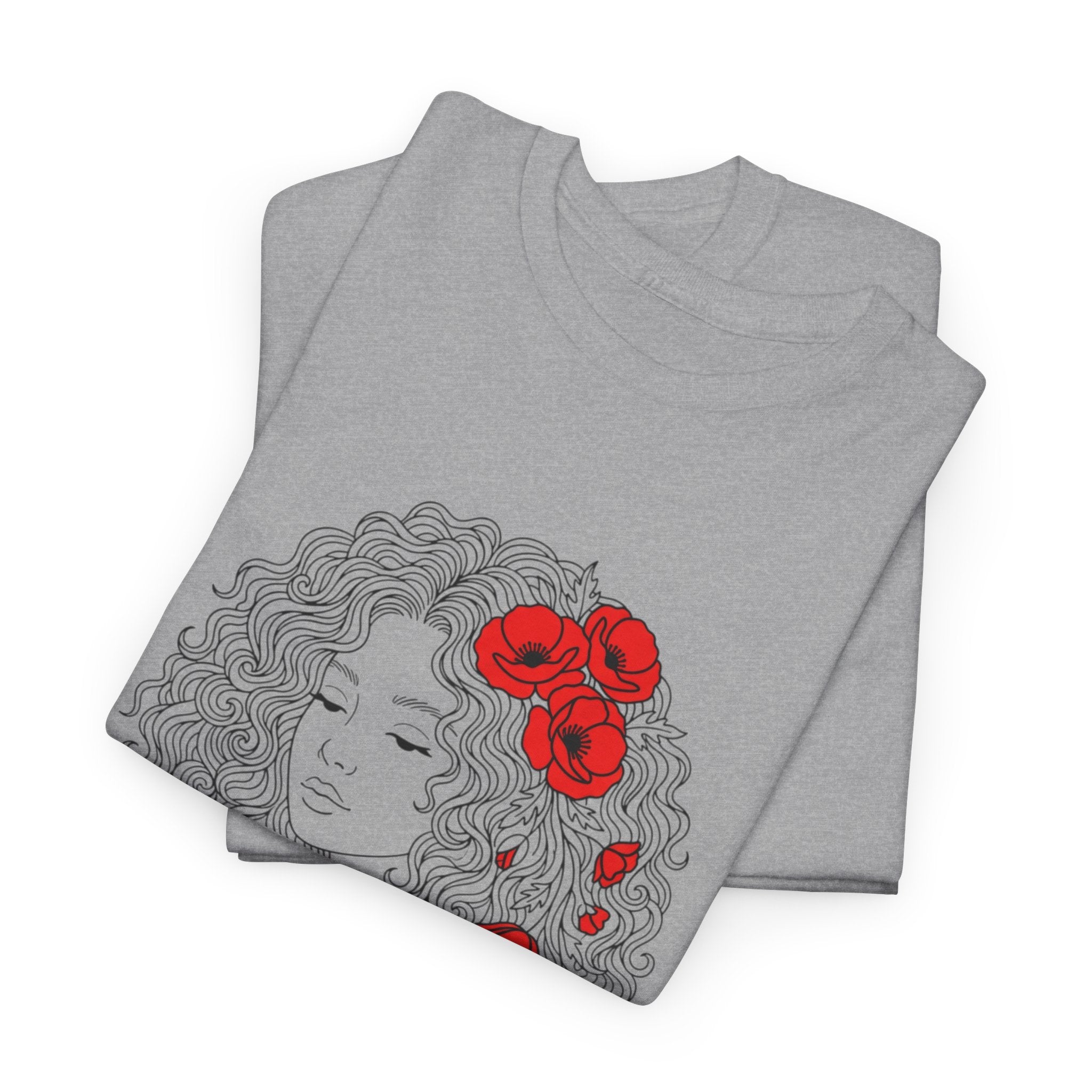 Floral Hair Portrait Tee — Poppy Girl Graphic T-Shirt
