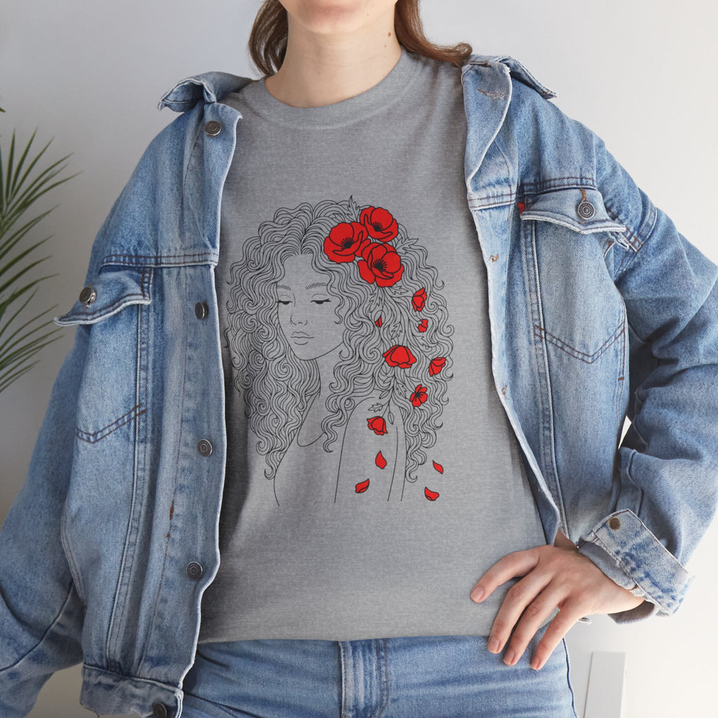 Floral Hair Portrait Tee — Poppy Girl Graphic T-Shirt