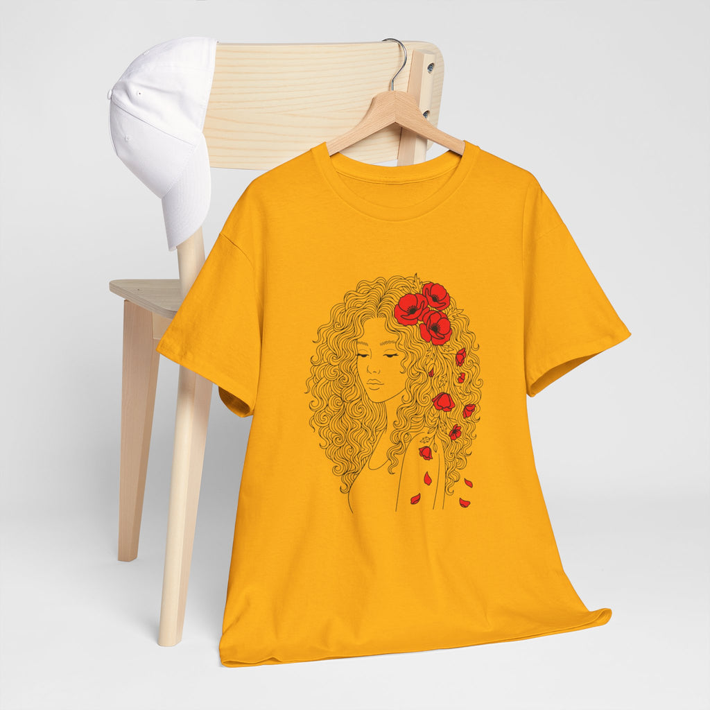Floral Hair Portrait Tee — Poppy Girl Graphic T-Shirt