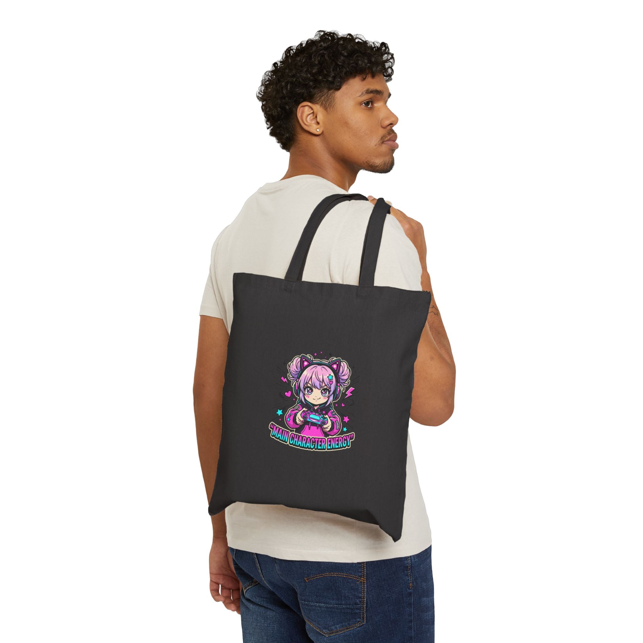 Chibi Pink Mage Canvas Tote Bag – Kawaii Anime Aesthetic