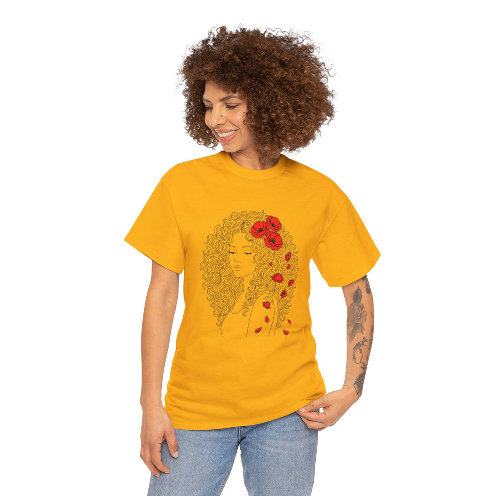 Floral Hair Portrait Tee — Poppy Girl Graphic T-Shirt