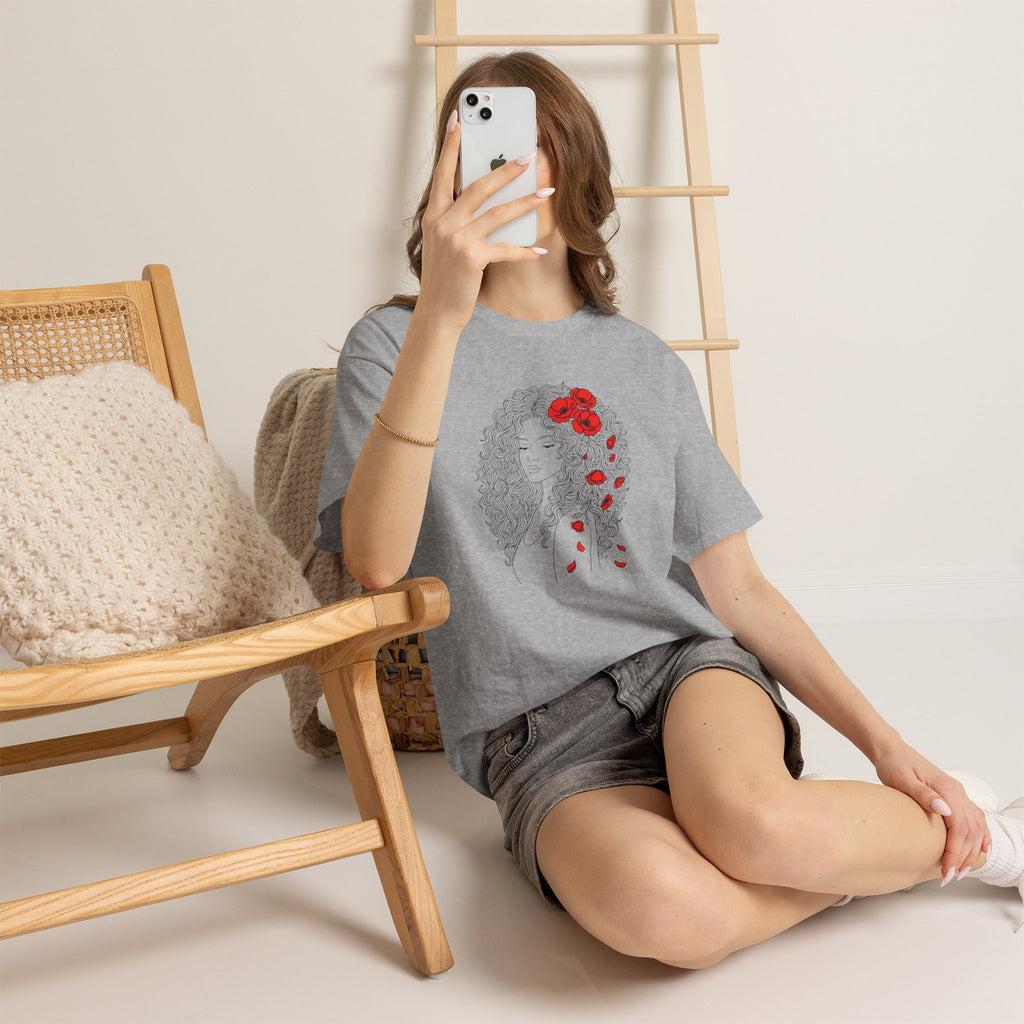 Floral Hair Portrait Tee — Poppy Girl Graphic T-Shirt